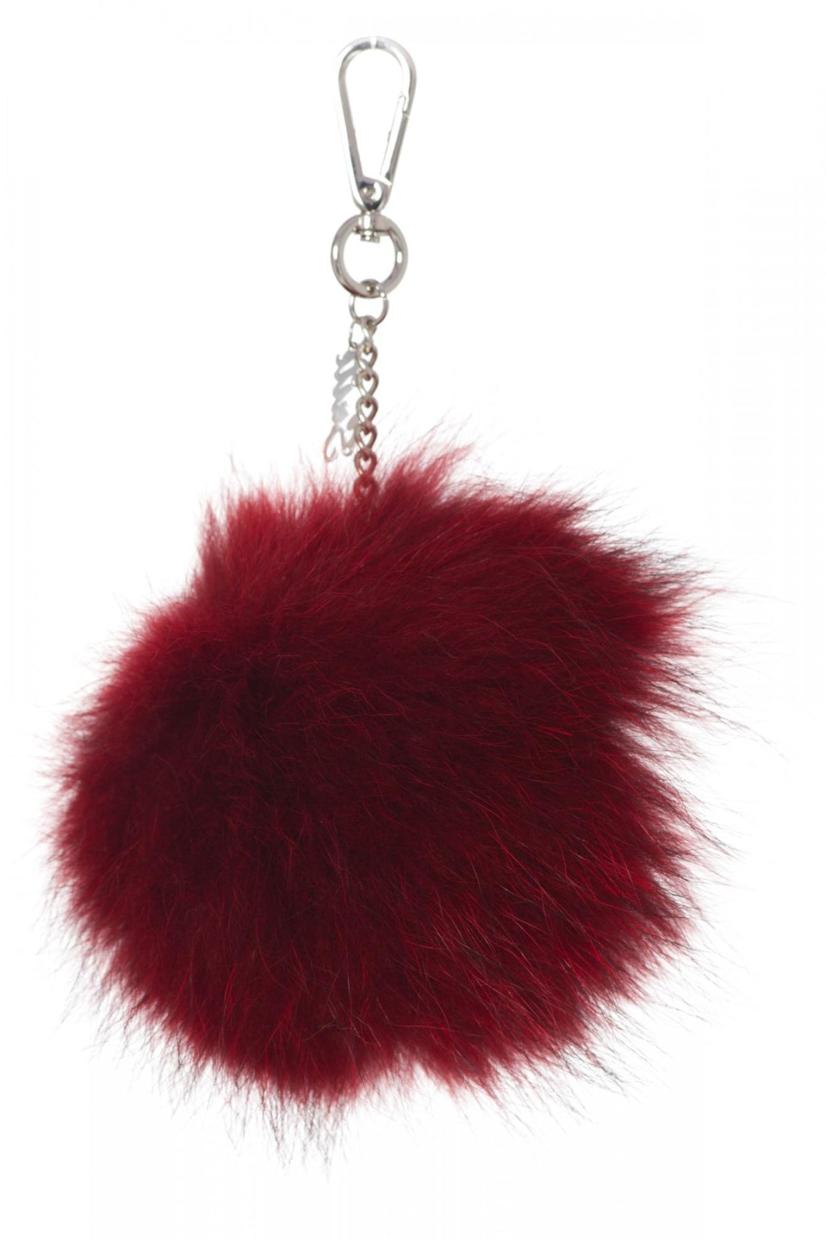 Red rabbit fur key ring - Image n°1