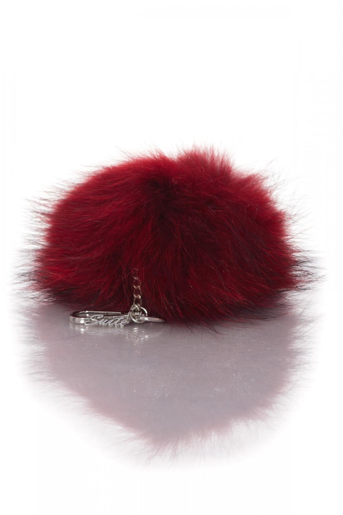 Red rabbit fur key ring - Image n°2