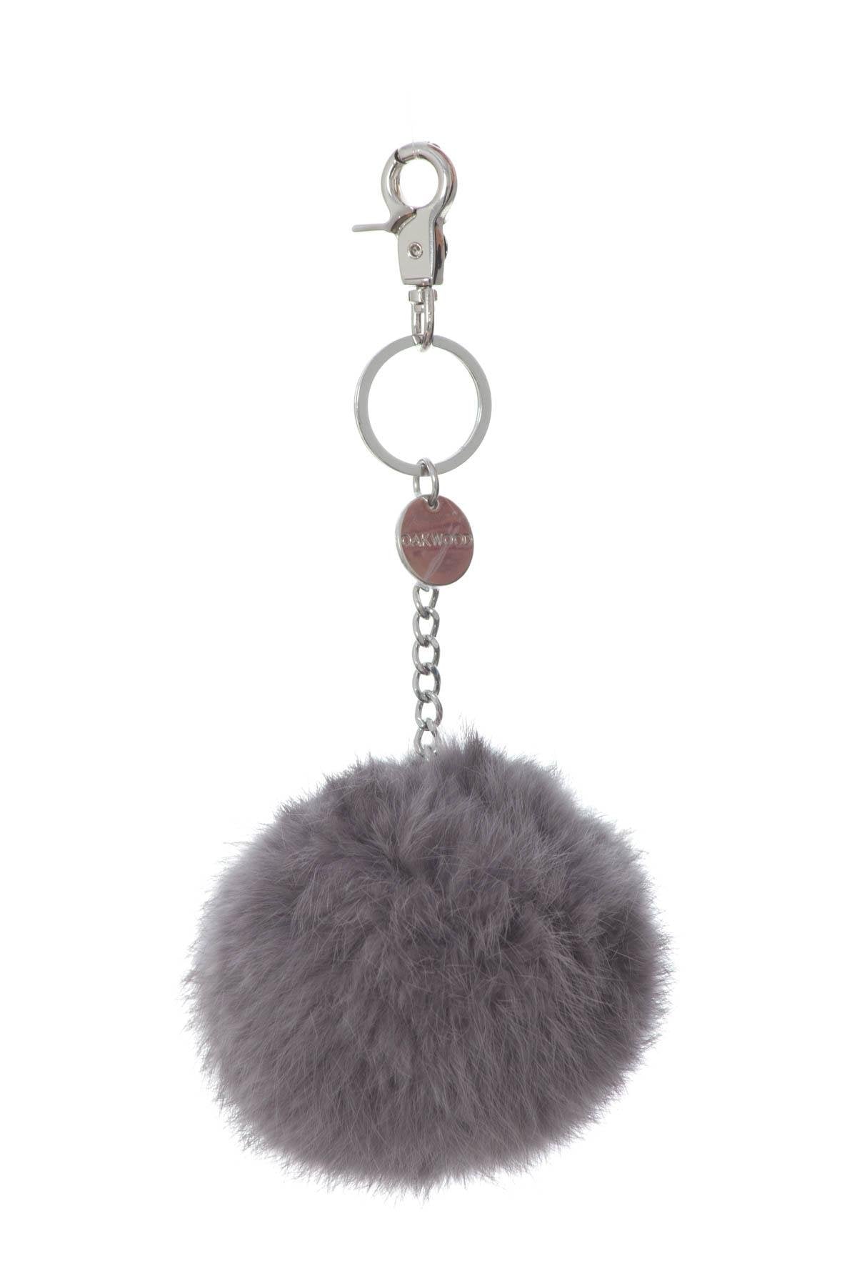 Gray rabbit fur key ring - Image n°2