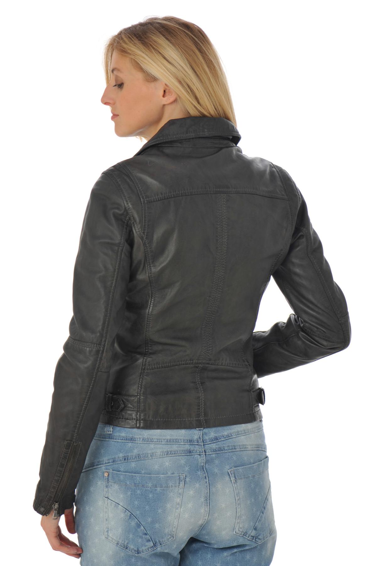 Dark gray sheepskin leather jacket - Image n°5