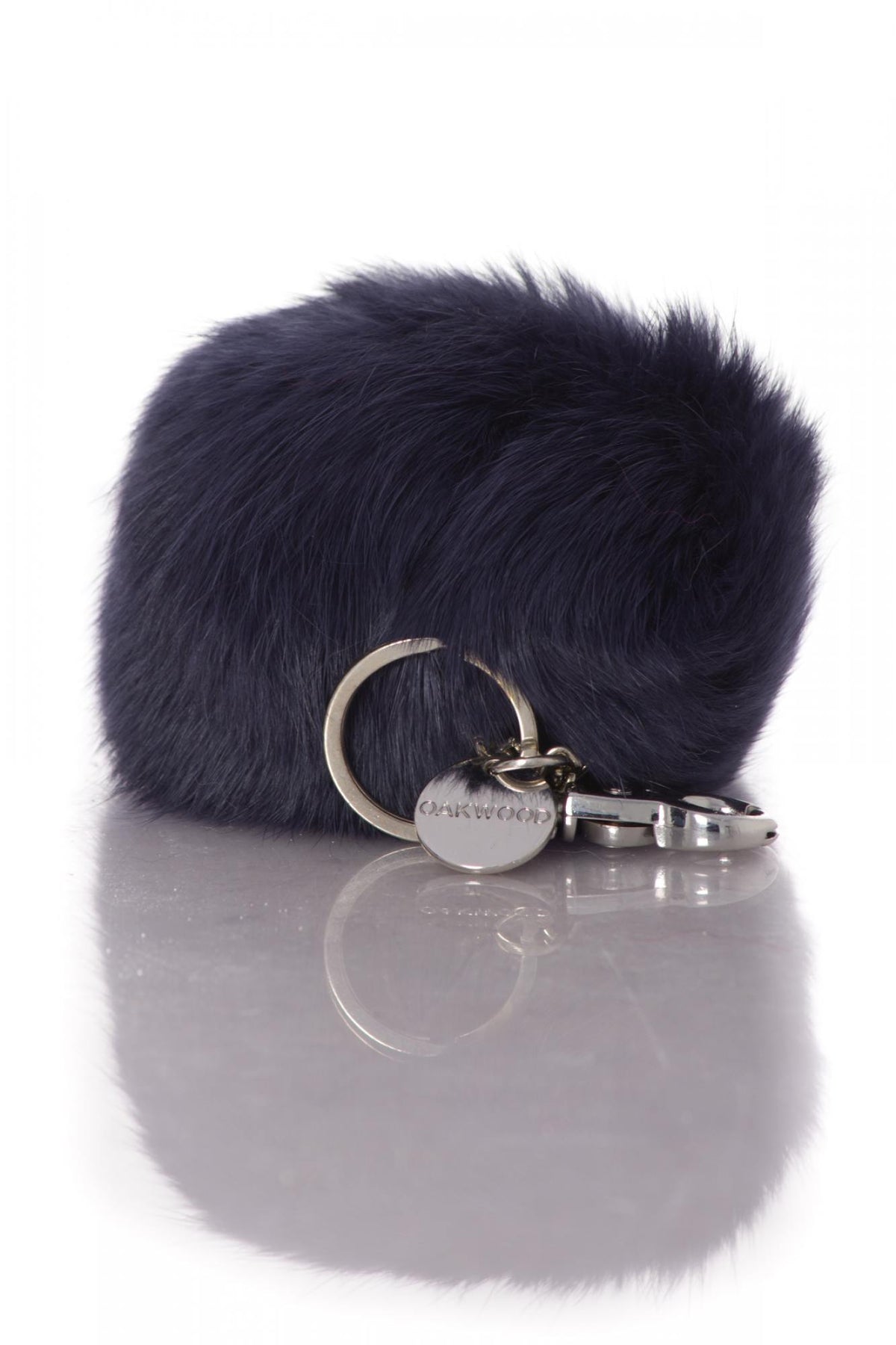 Dark blue rabbit fur key ring - Image n°2