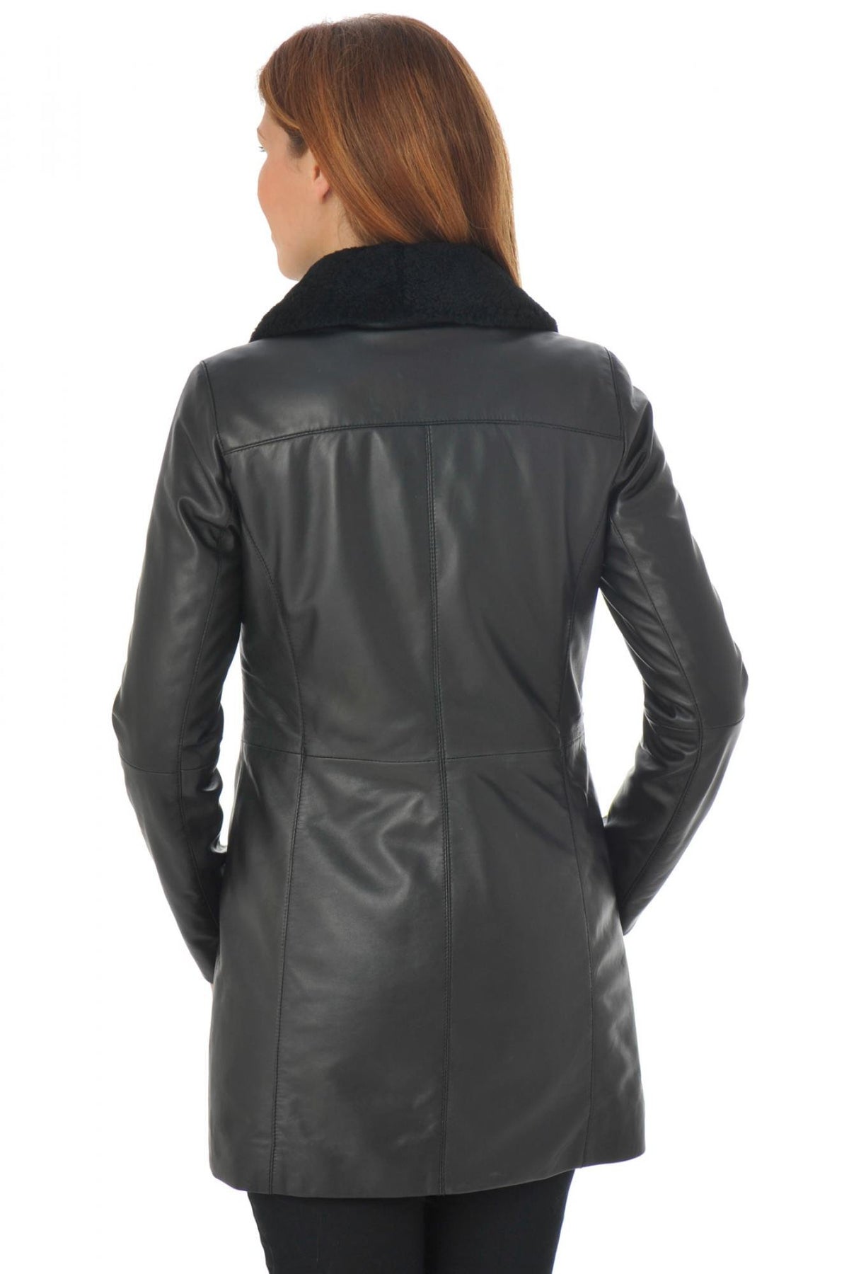  Leather jacket with fur collar - Image n°4