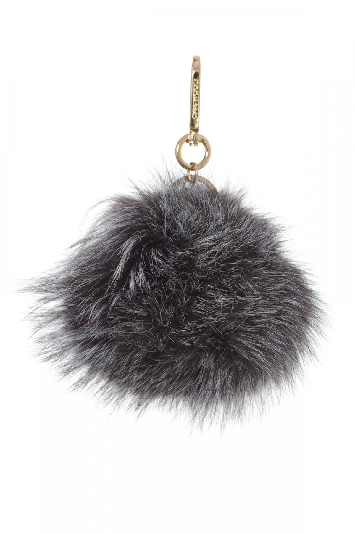 Gray rabbit fur key ring - Image n°1