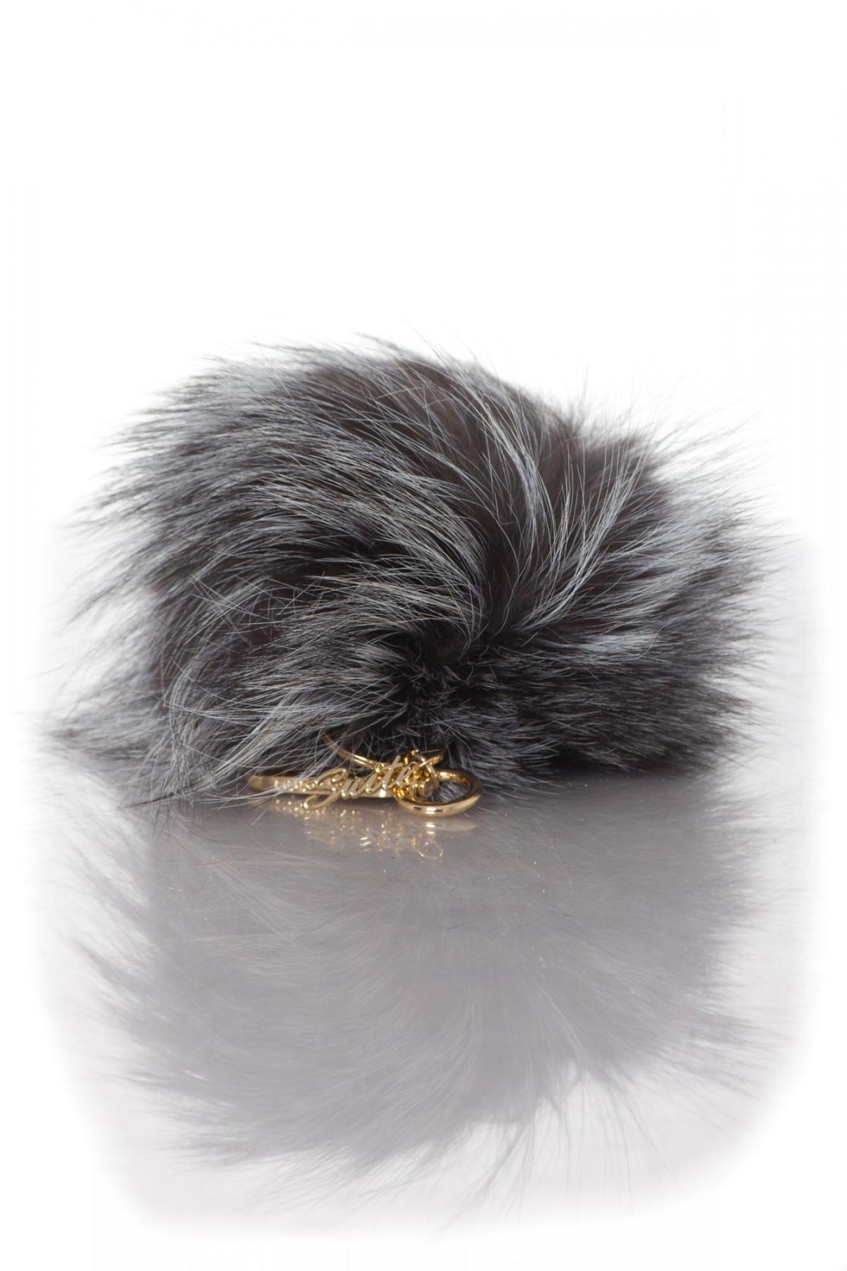 Gray rabbit fur key ring - Image n°2