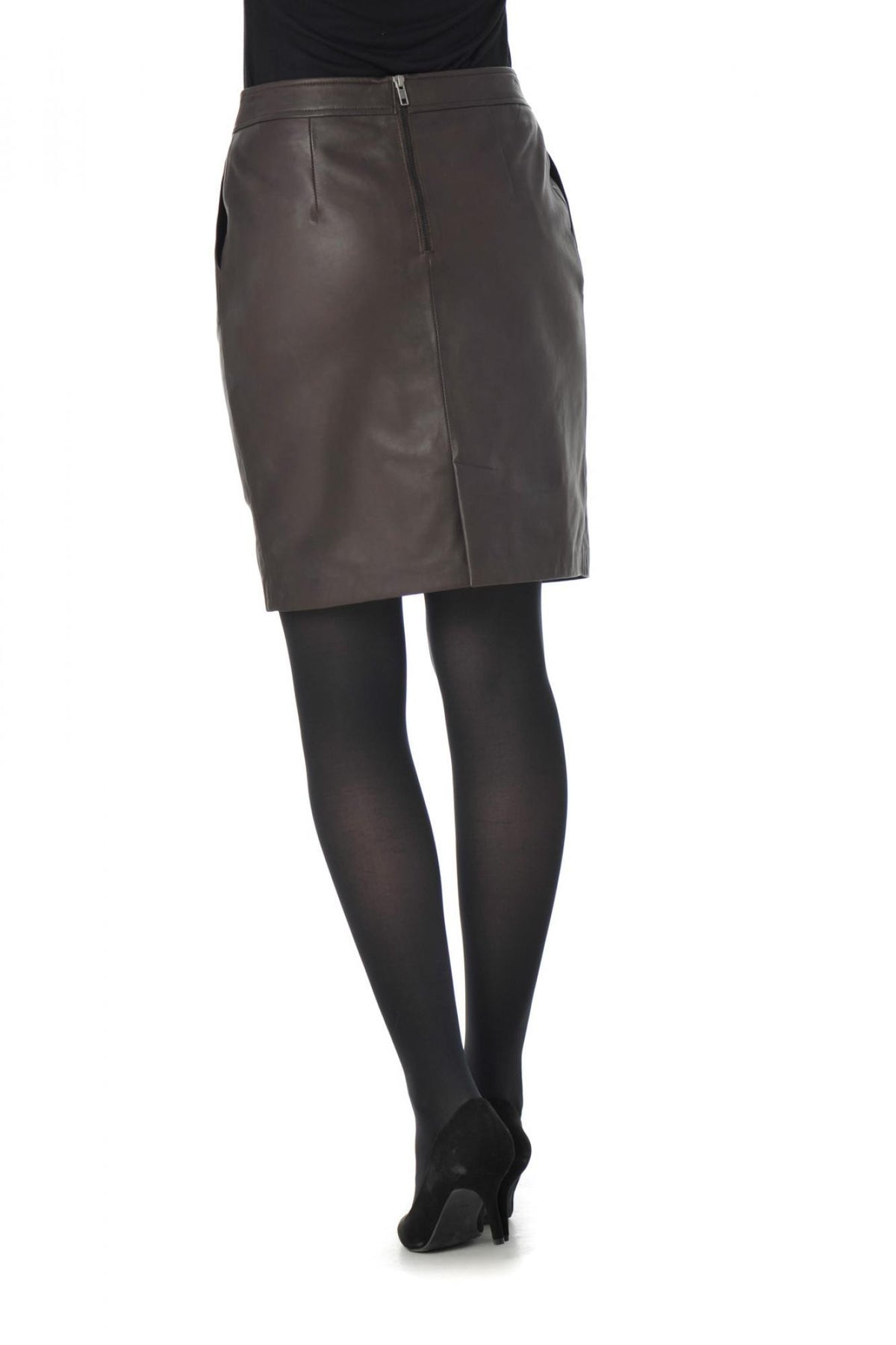 Burgundy leather skirt - Image n°3