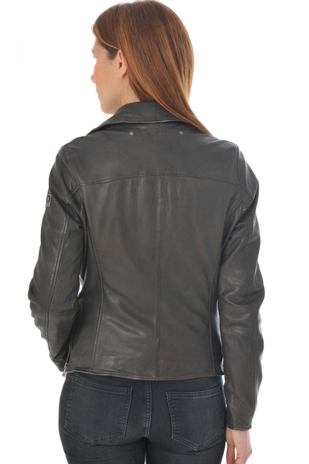 Khaki sheepskin leather jacket - Image n°4