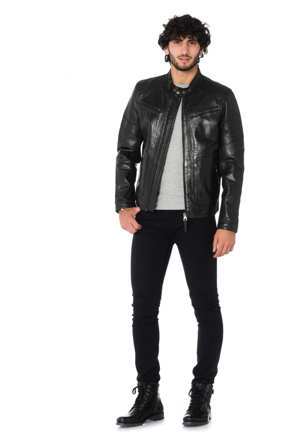 Redskins Black Sheepskin Leather Jacket - Image n°2