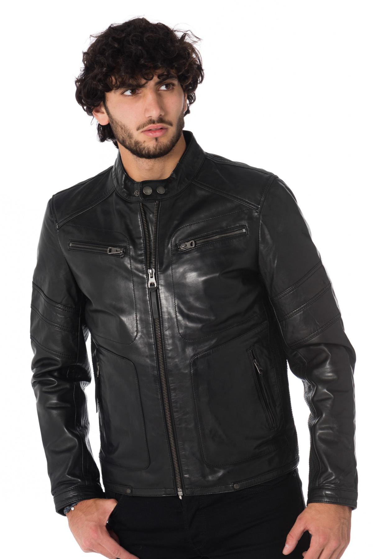 Redskins Black Sheepskin Leather Jacket - Image n°6