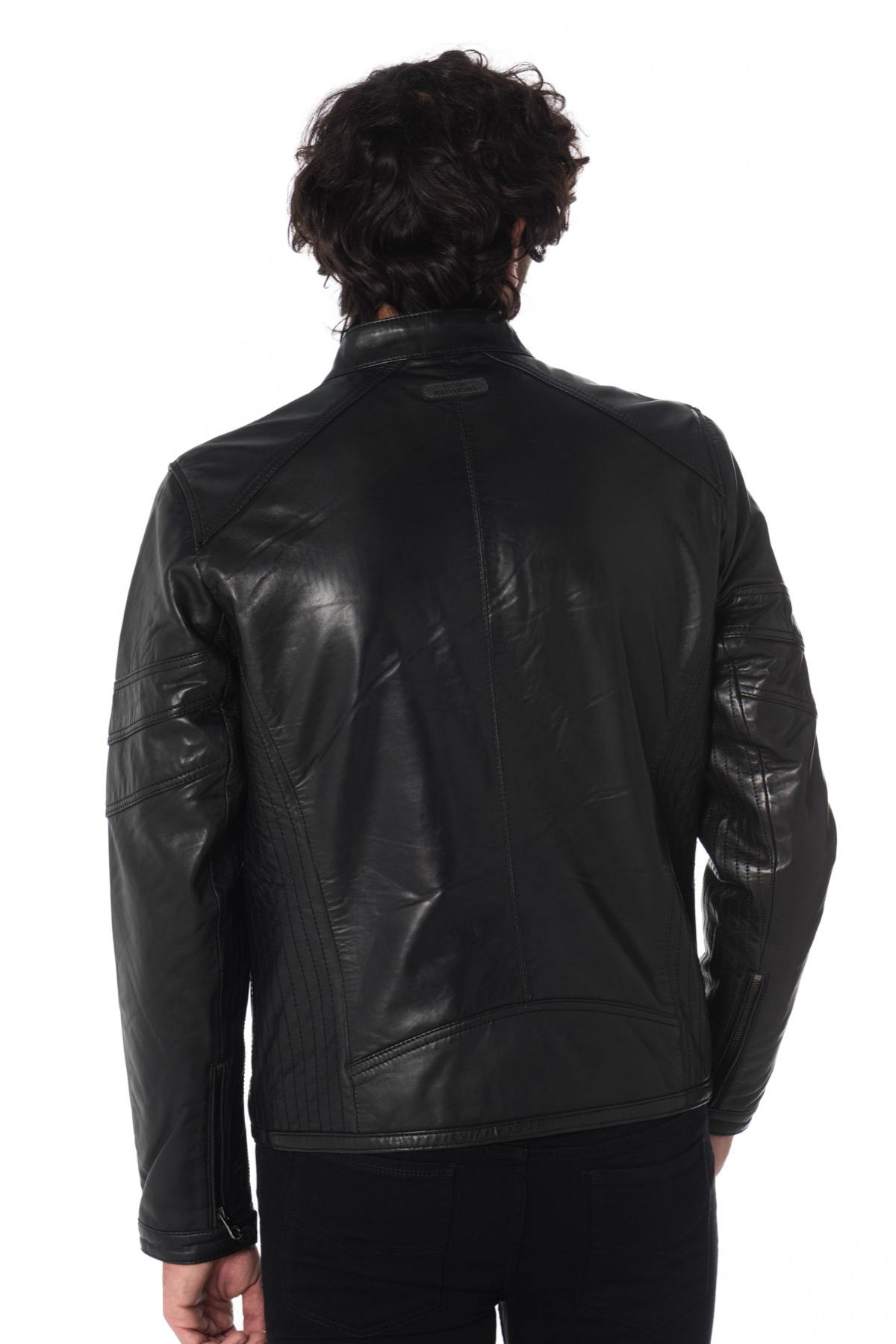 Redskins Black Sheepskin Leather Jacket - Image n°5