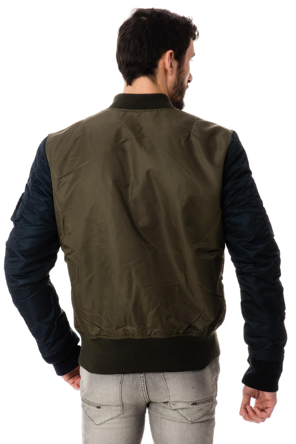 Schott Two-Tone Nylon Bombers for Men Khaki/Navy - Image n°5