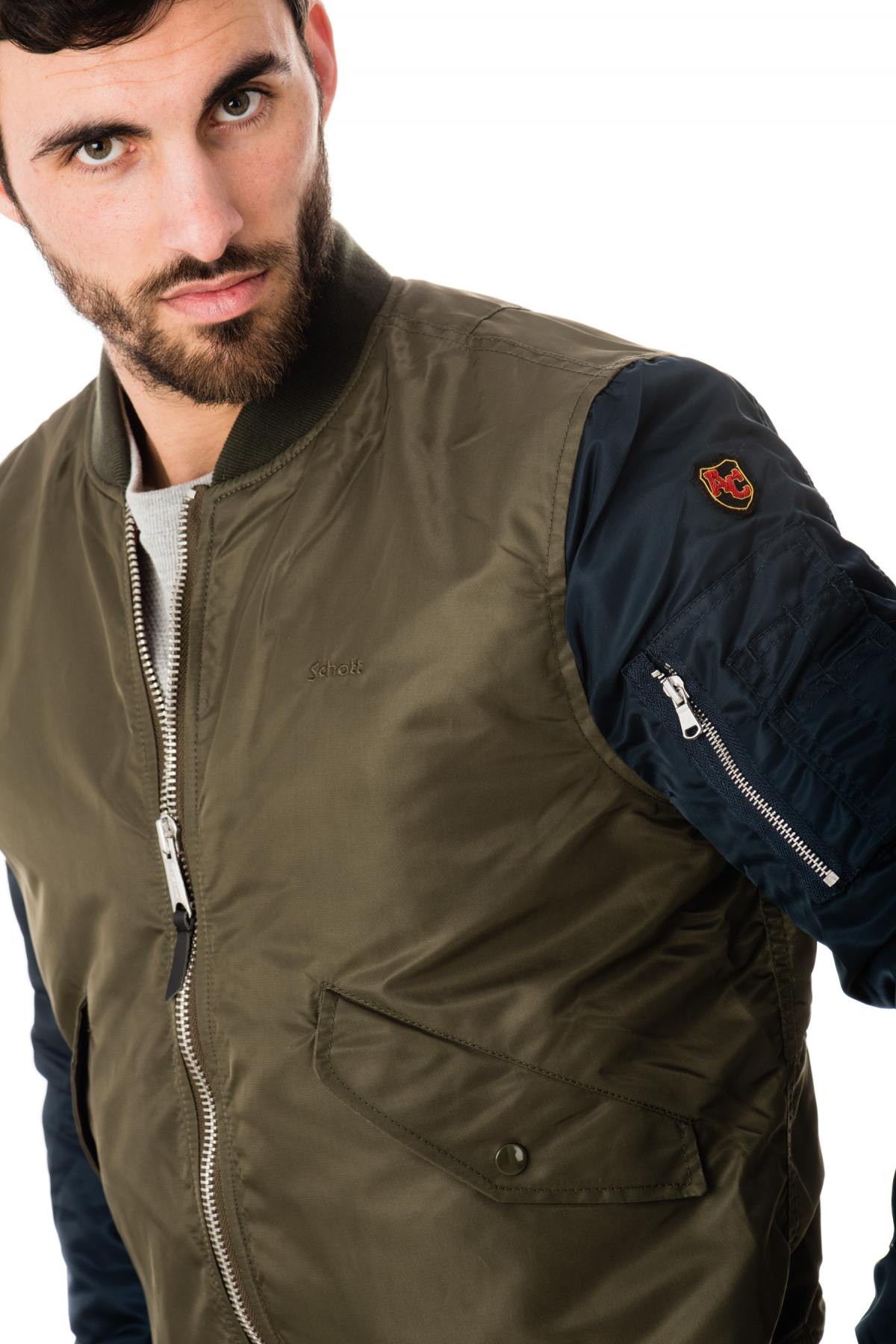 Schott Two-Tone Nylon Bombers for Men Khaki/Navy - Image n°6