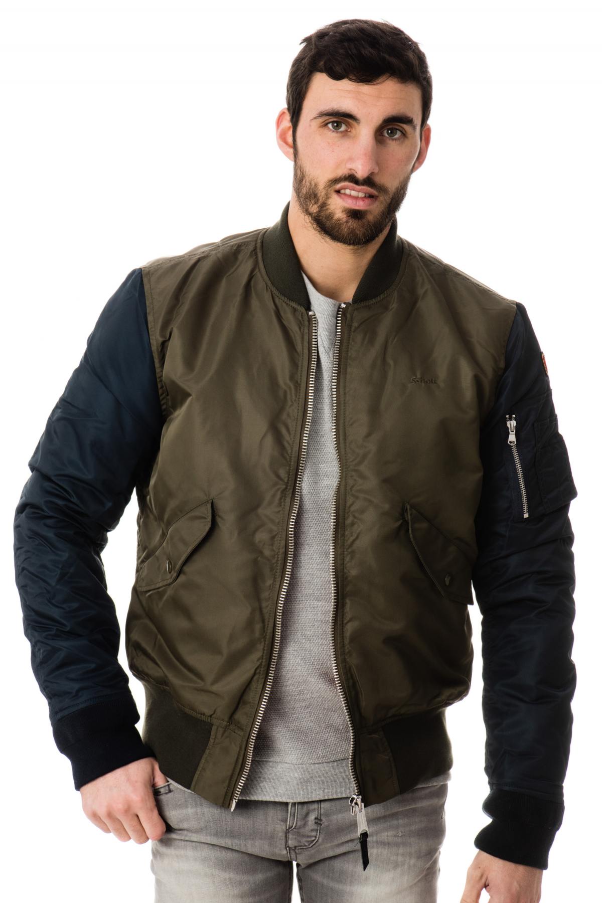 Schott Two-Tone Nylon Bombers for Men Khaki/Navy - Image n°3