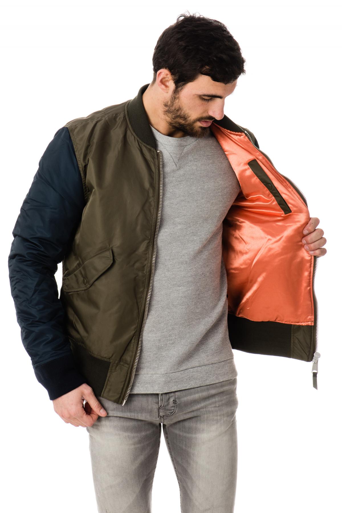 Schott Two-Tone Nylon Bombers for Men Khaki/Navy - Image n°4