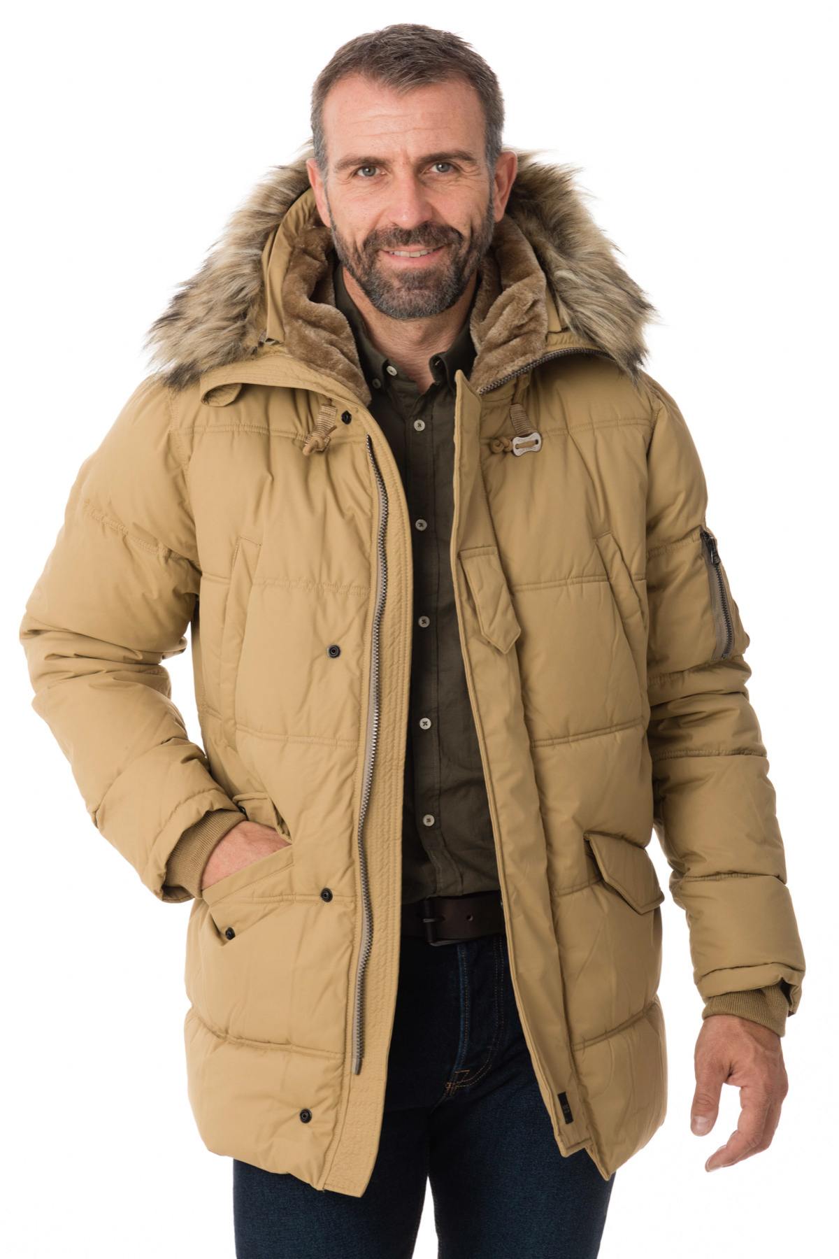 Men's beige nylon down jacket - Image n°3