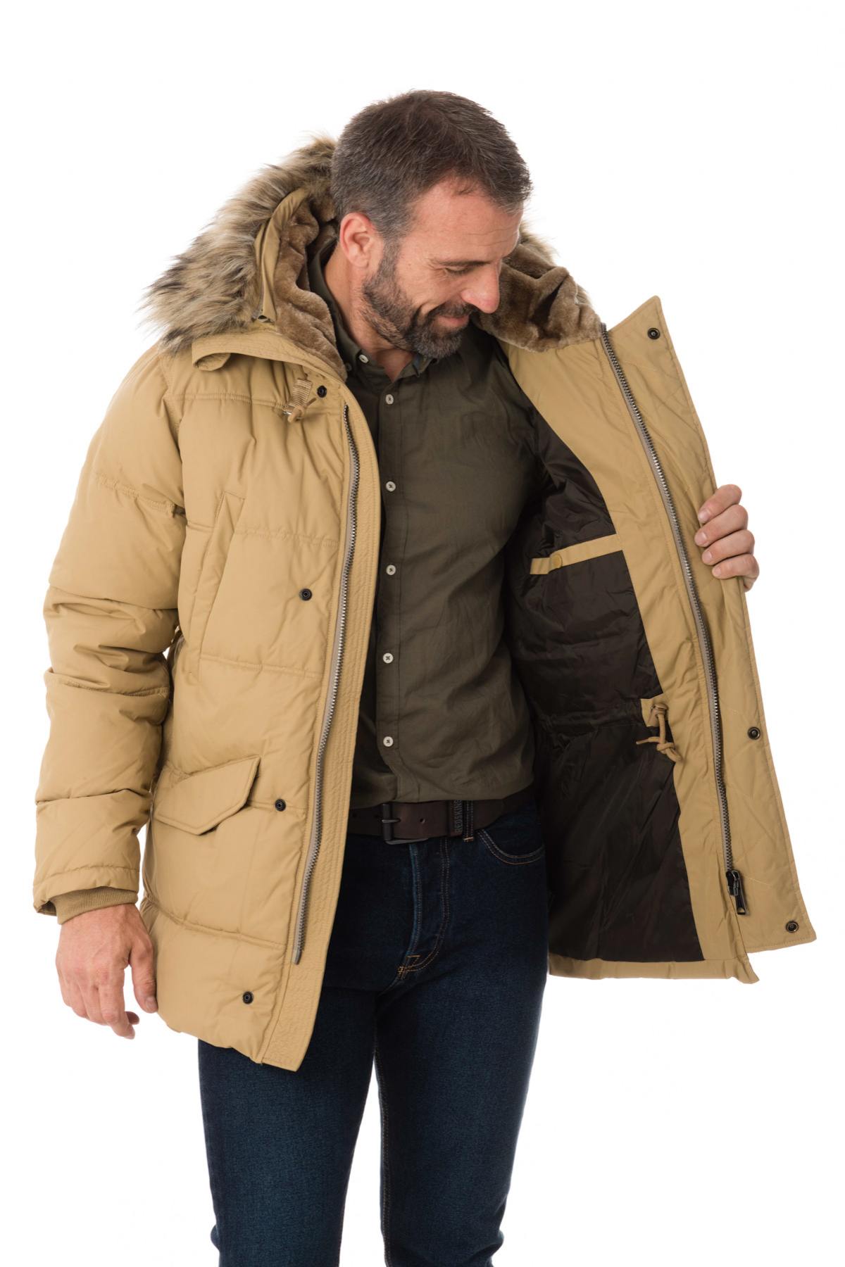 Men's beige nylon down jacket - Image n°4