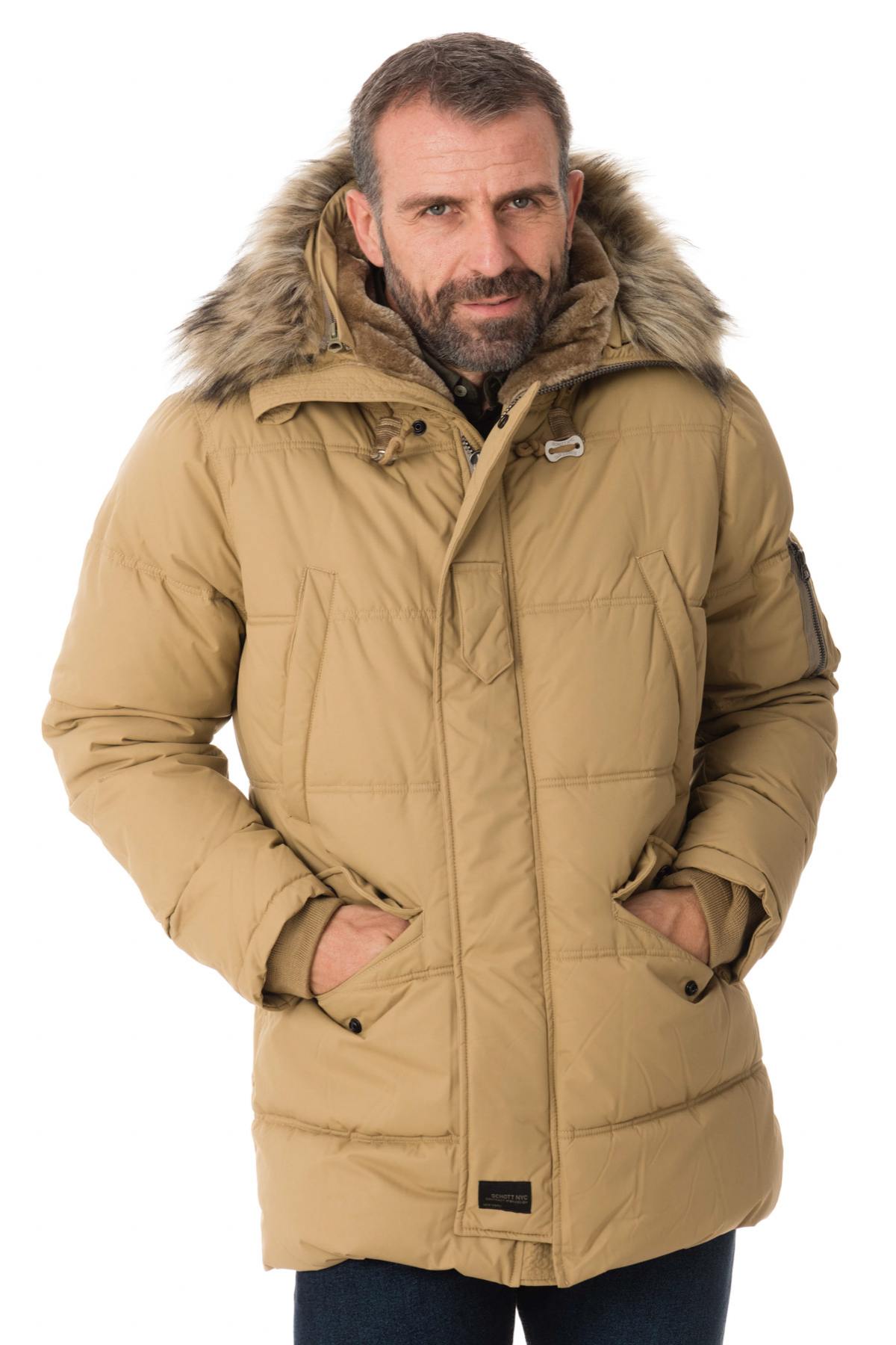 Men's beige nylon down jacket - Image n°1