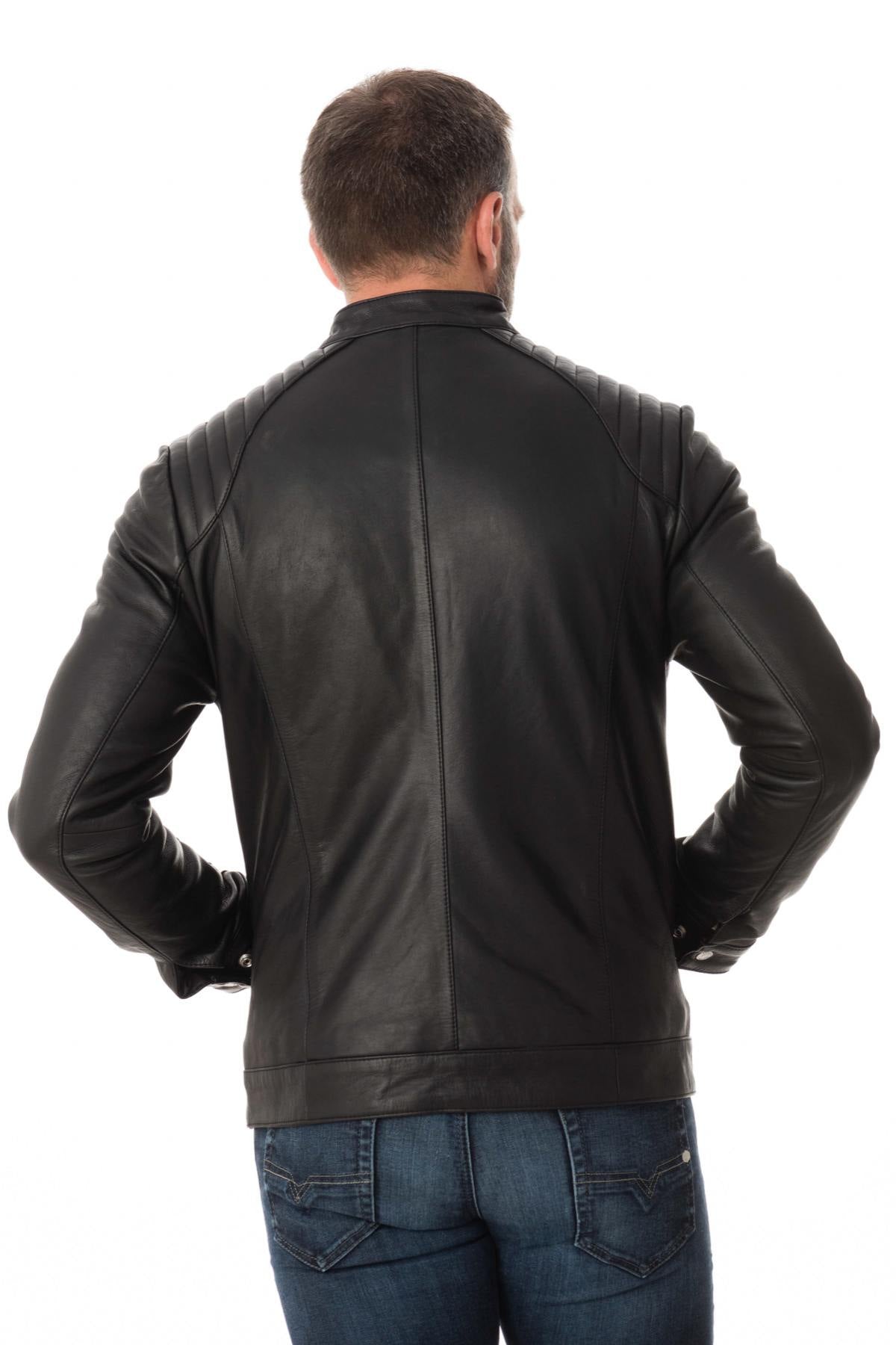 Schott biker collar jacket in cowhide leather - Image n°7