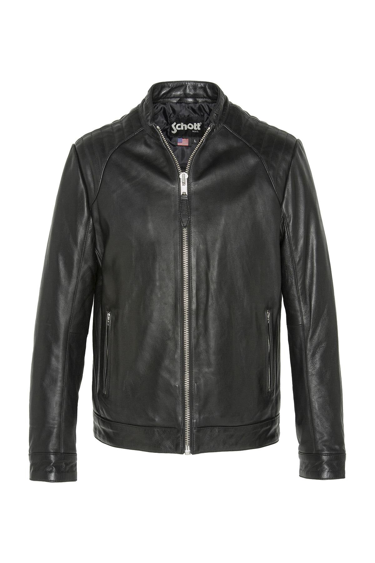 Schott biker collar jacket in cowhide leather - Image n°3