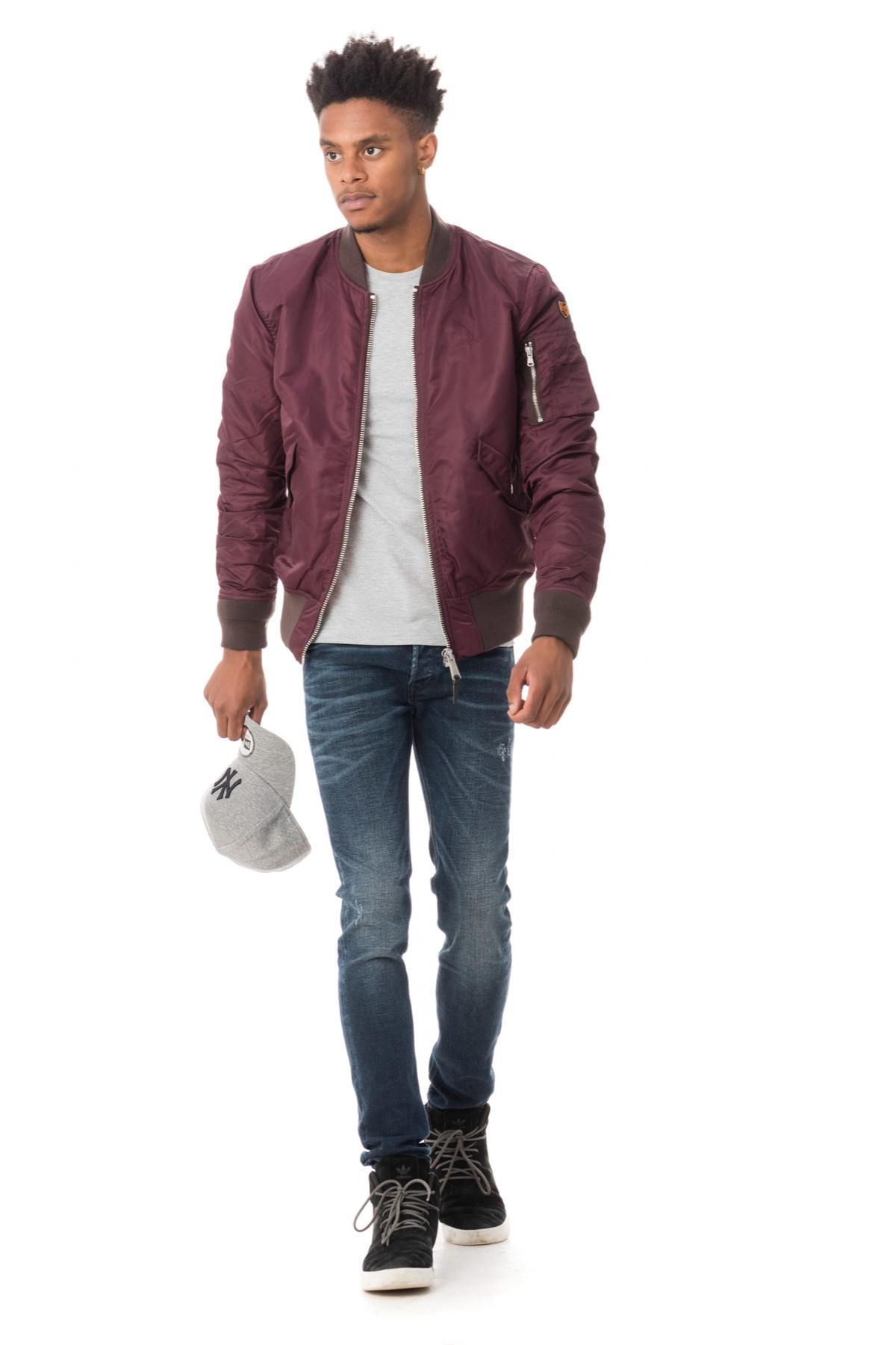 Schott men's dark burgundy bomber jacket - Image n°2