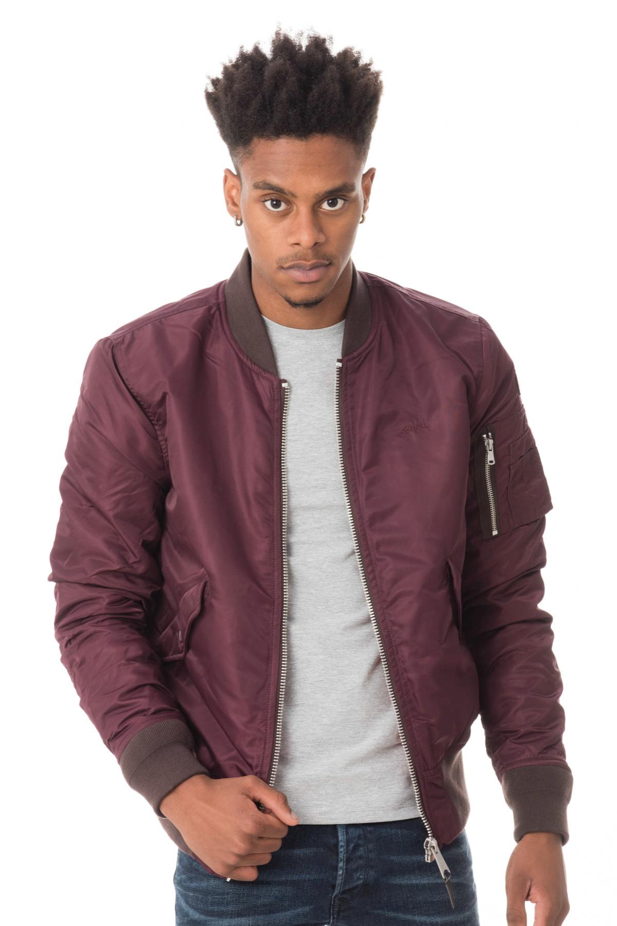 Schott men's dark burgundy bomber jacket - Image n°4