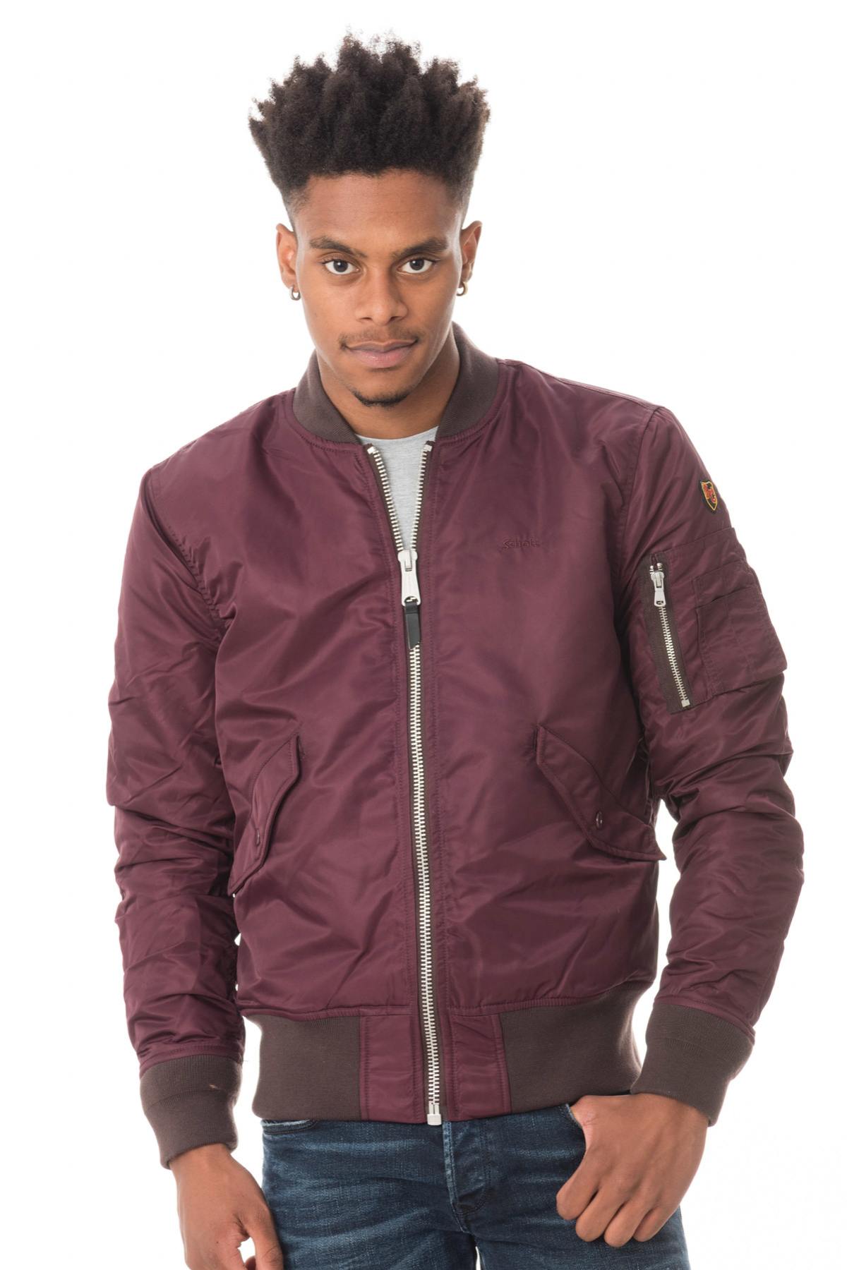 Schott men's dark burgundy bomber jacket - Image n°3