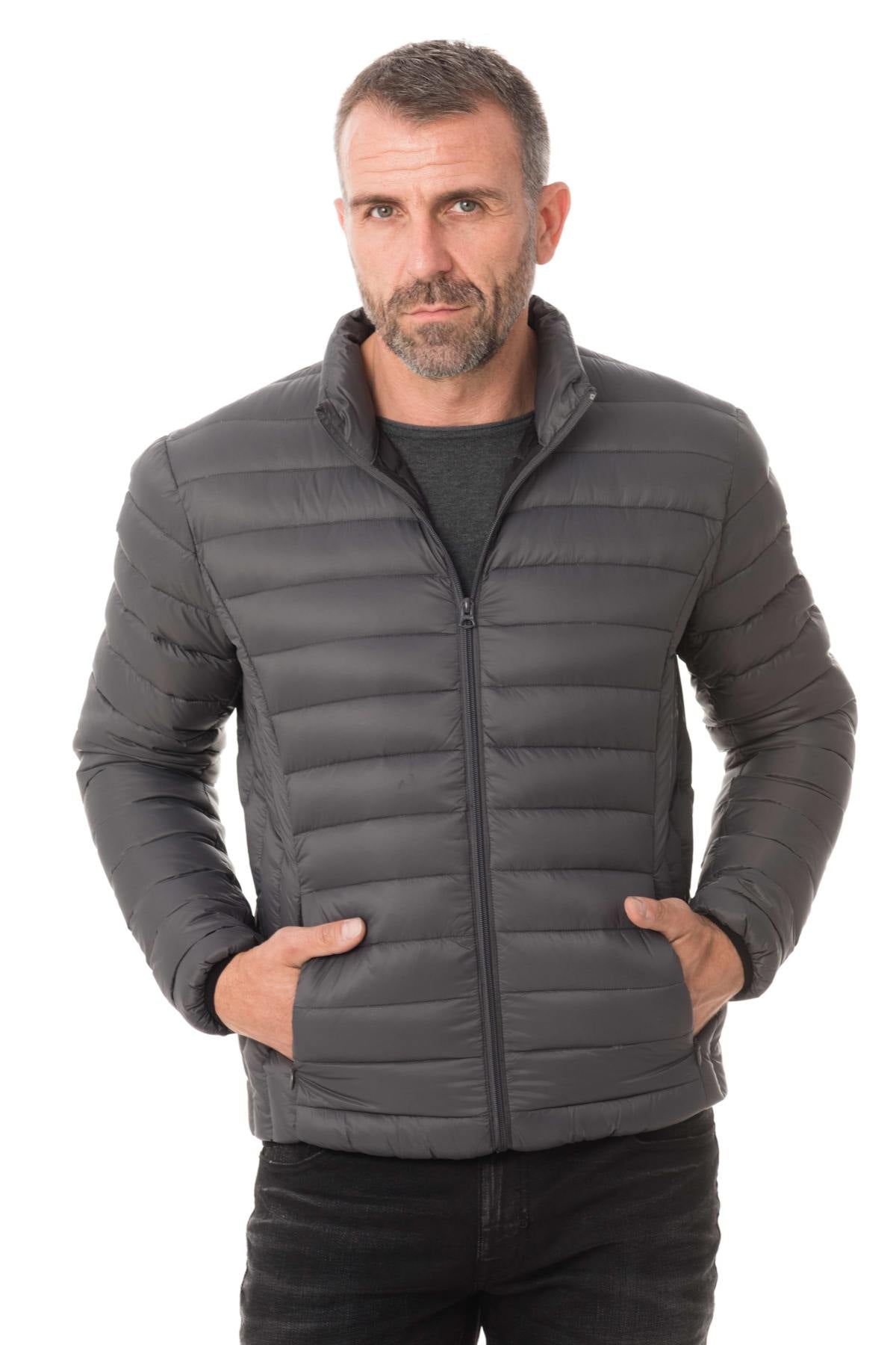 Schott light anthracite down jacket - Image n°1