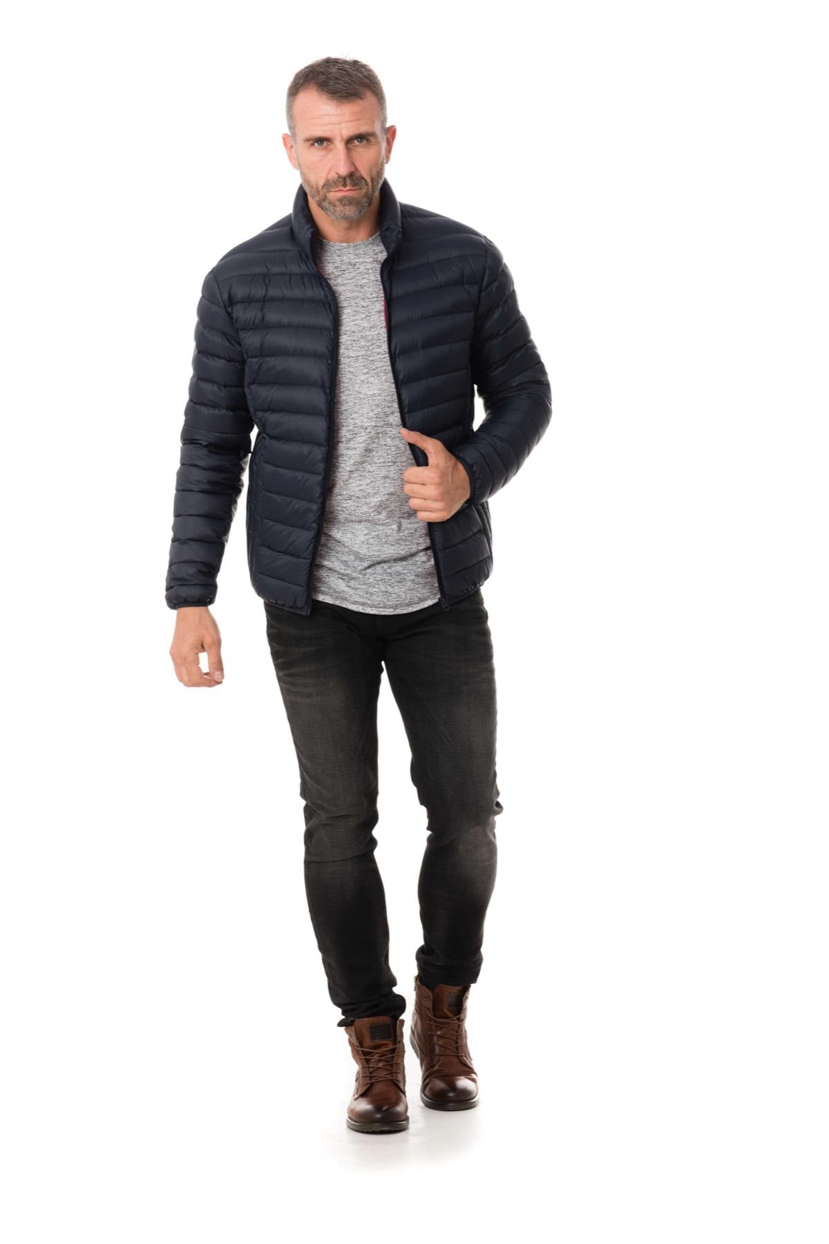 Schott light navy blue down jacket - Image n°2