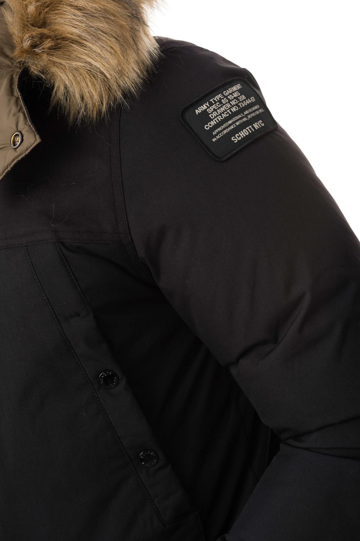 Men's black nylon parka with acrylic fur - Image n°8