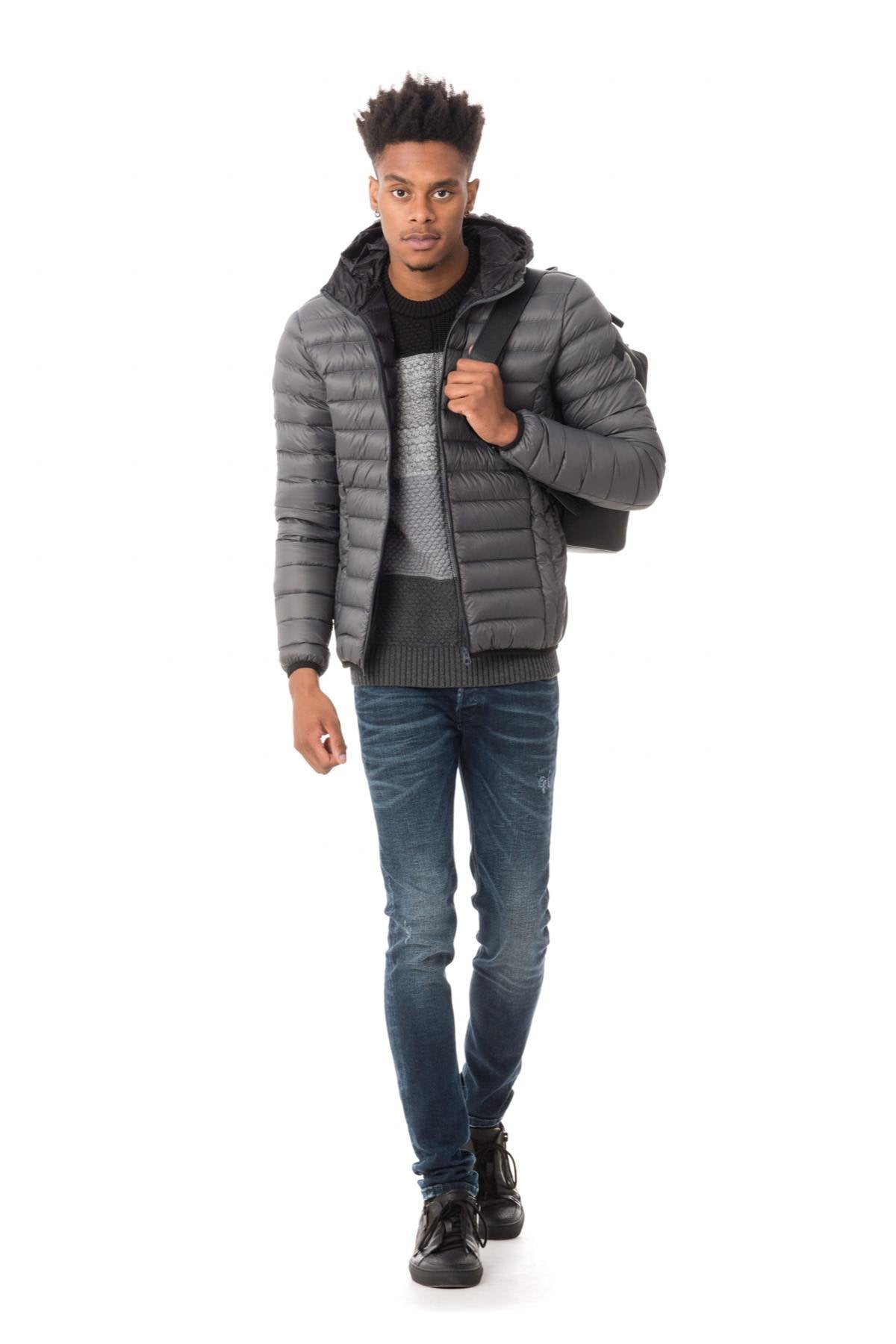  Fine anthracite down jacket with hood - Image n°2