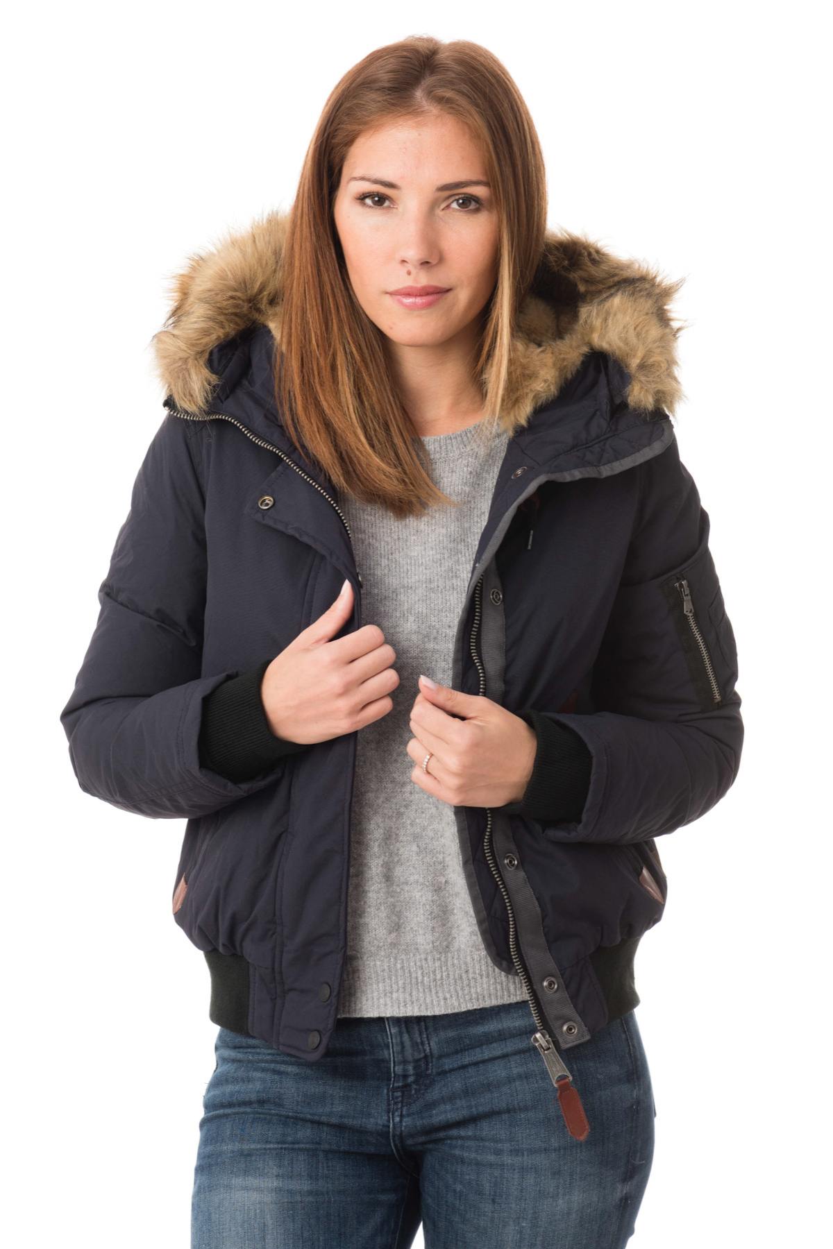 Women's navy blue nylon jacket - Image n°4