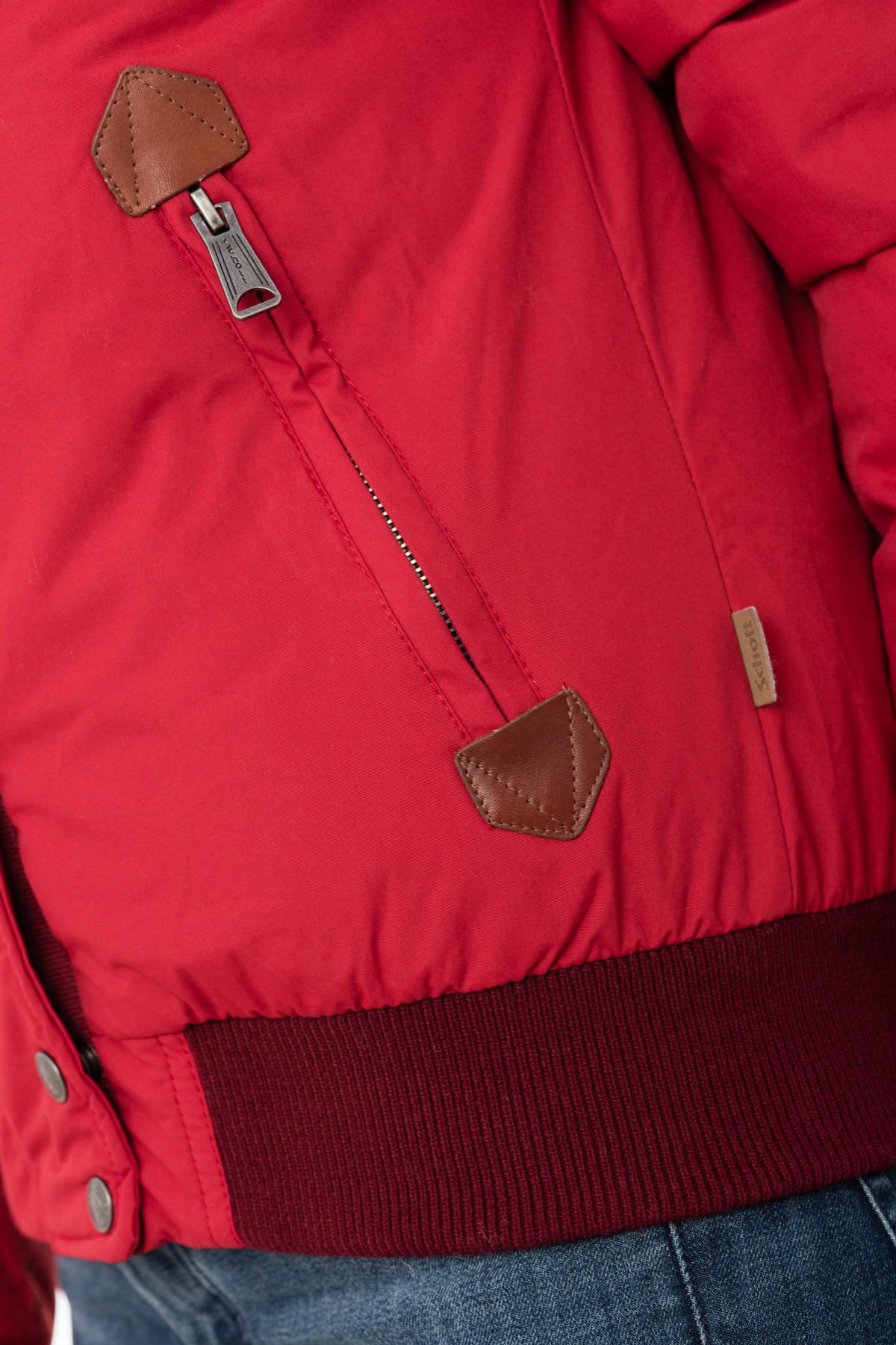 Women's short red nylon jacket - Image n°7