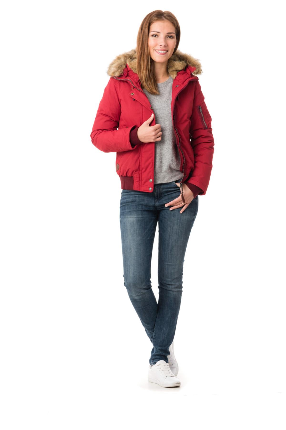 Women's short red nylon jacket - Image n°2