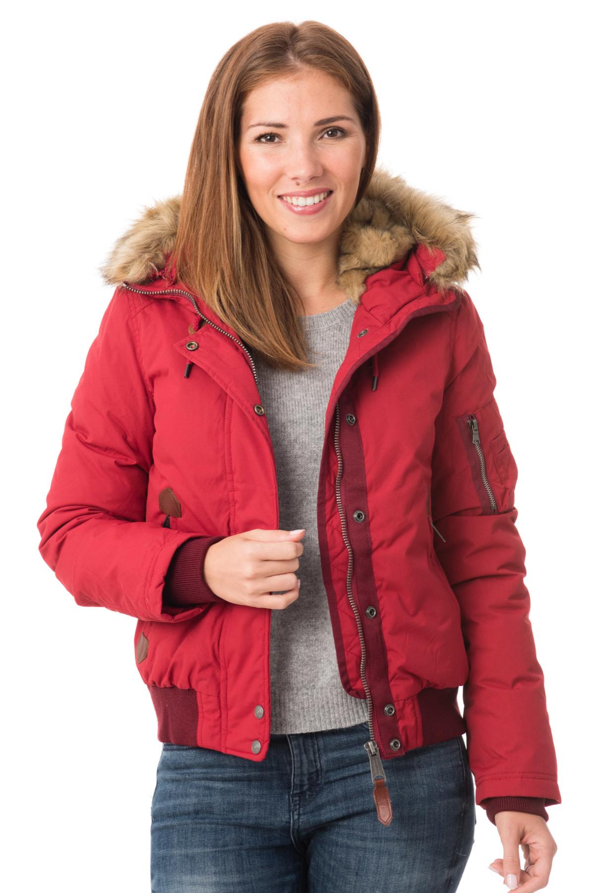 Women's short red nylon jacket - Image n°3