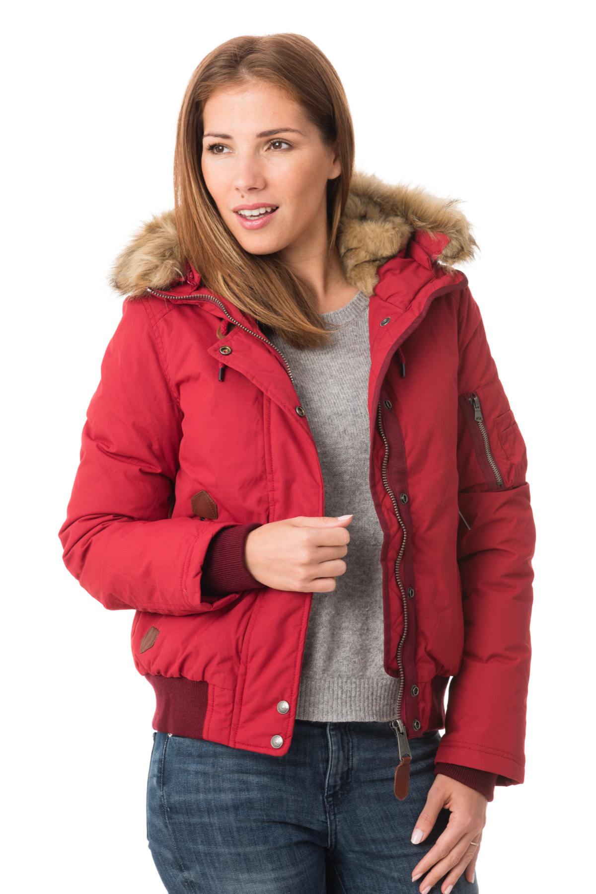 Women's short red nylon jacket - Image n°4