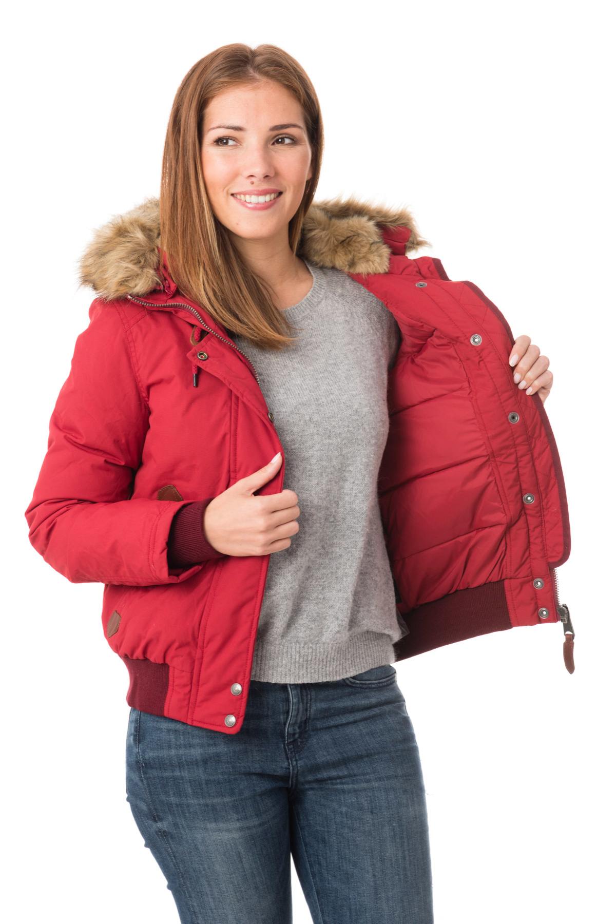 Women's short red nylon jacket - Image n°5