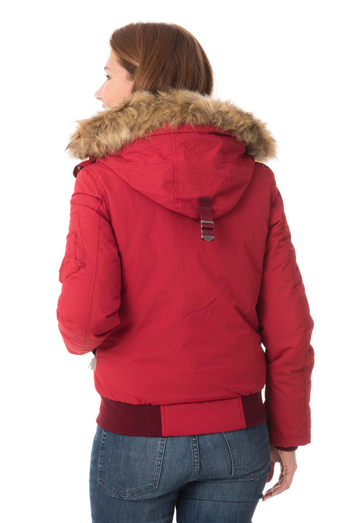 Women's short red nylon jacket - Image n°6