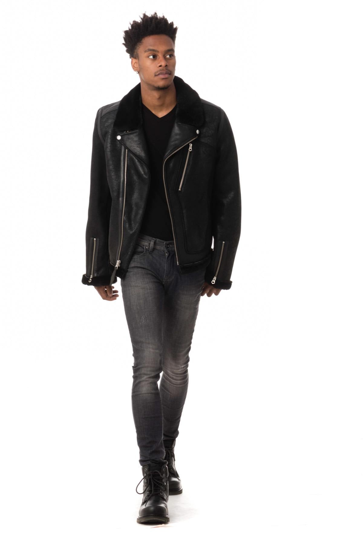 Black shearling perfecto - Image n°2