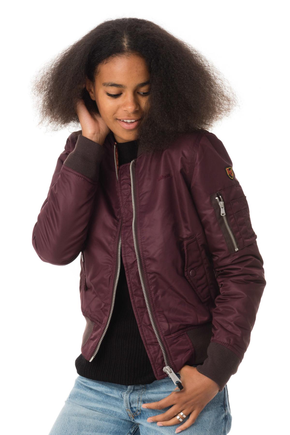 Schott women's dark burgundy bomber jacket - Image n°3