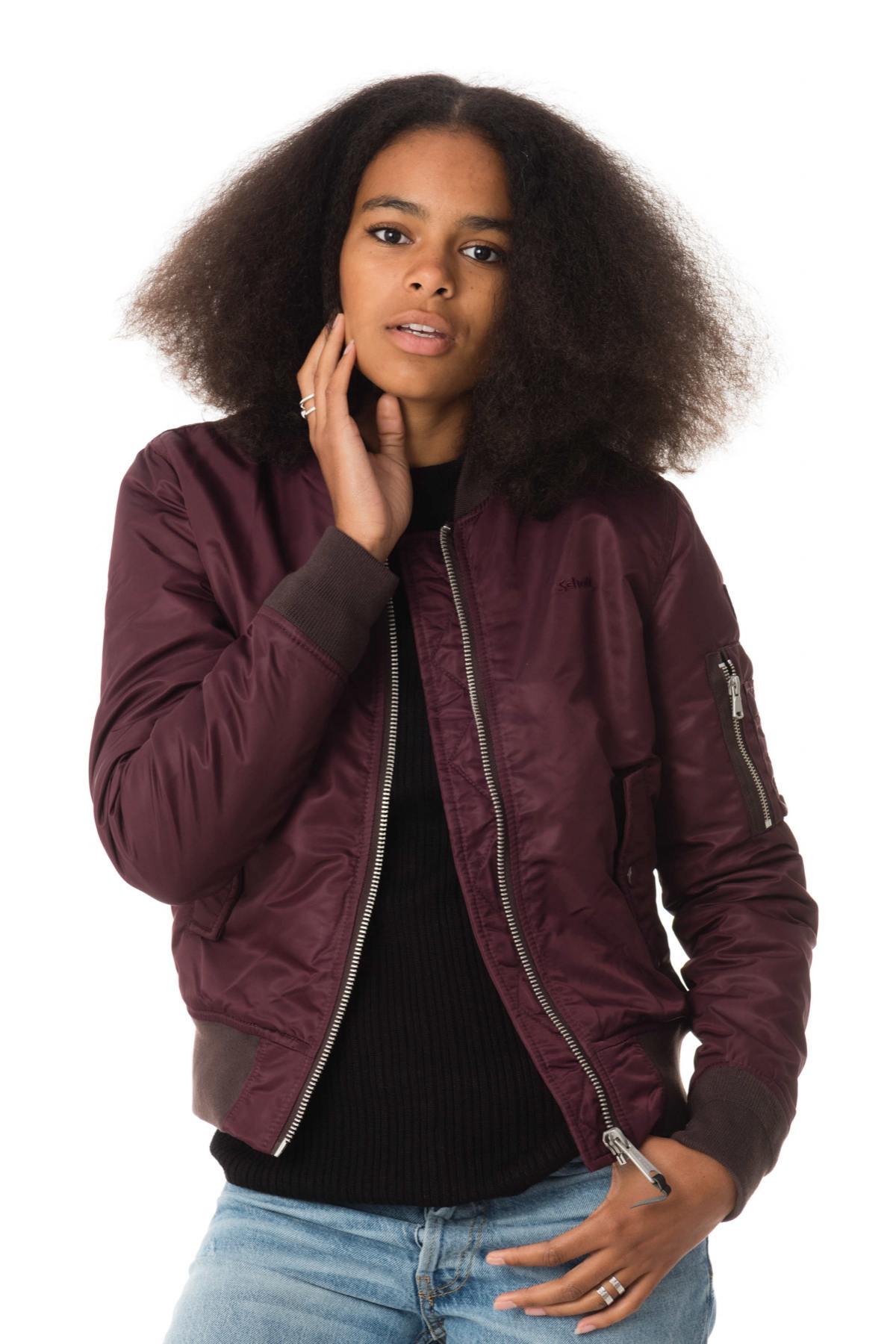 Schott women's dark burgundy bomber jacket - Image n°4