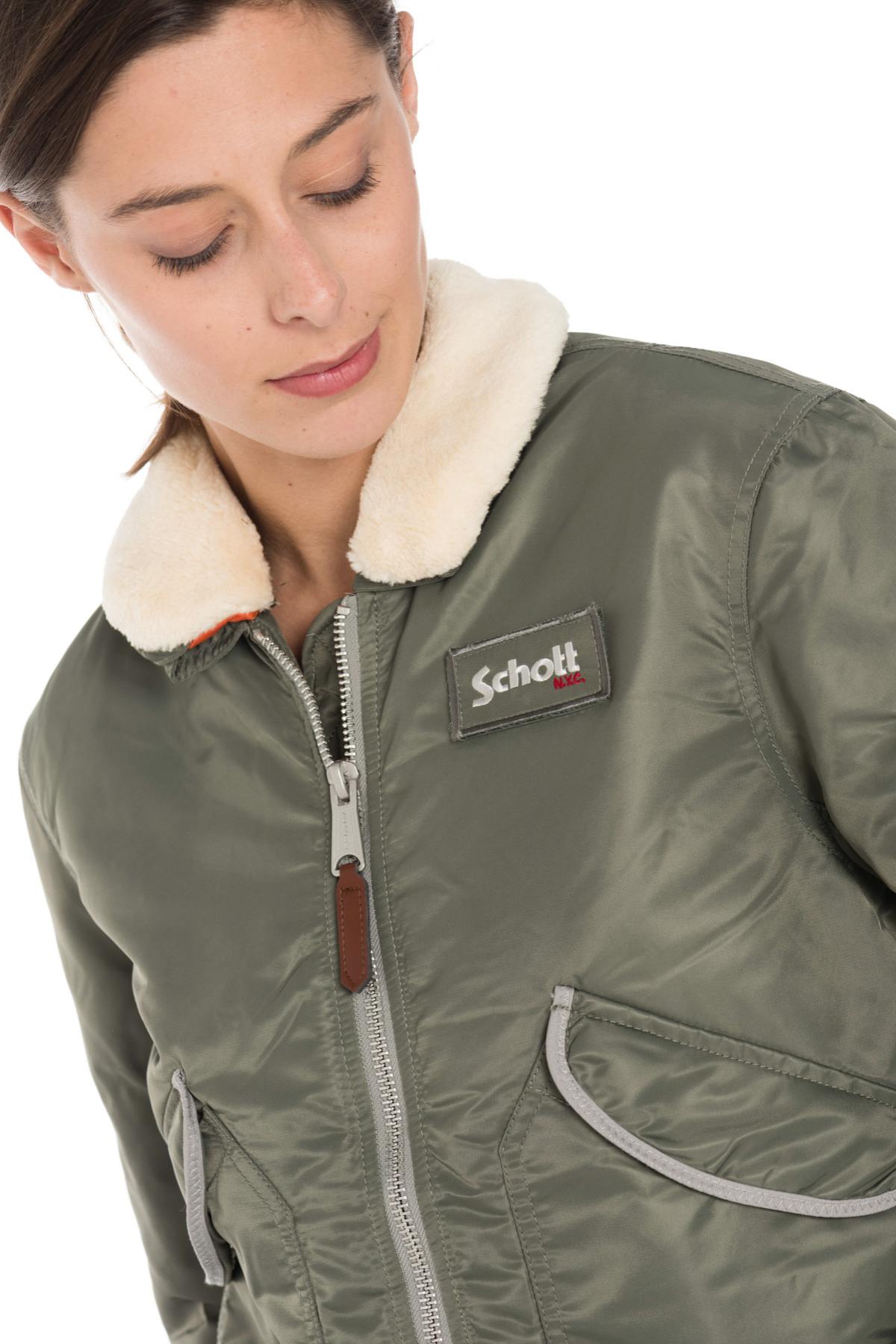 Women's bomber jacket with removable fur collar - Image n°6