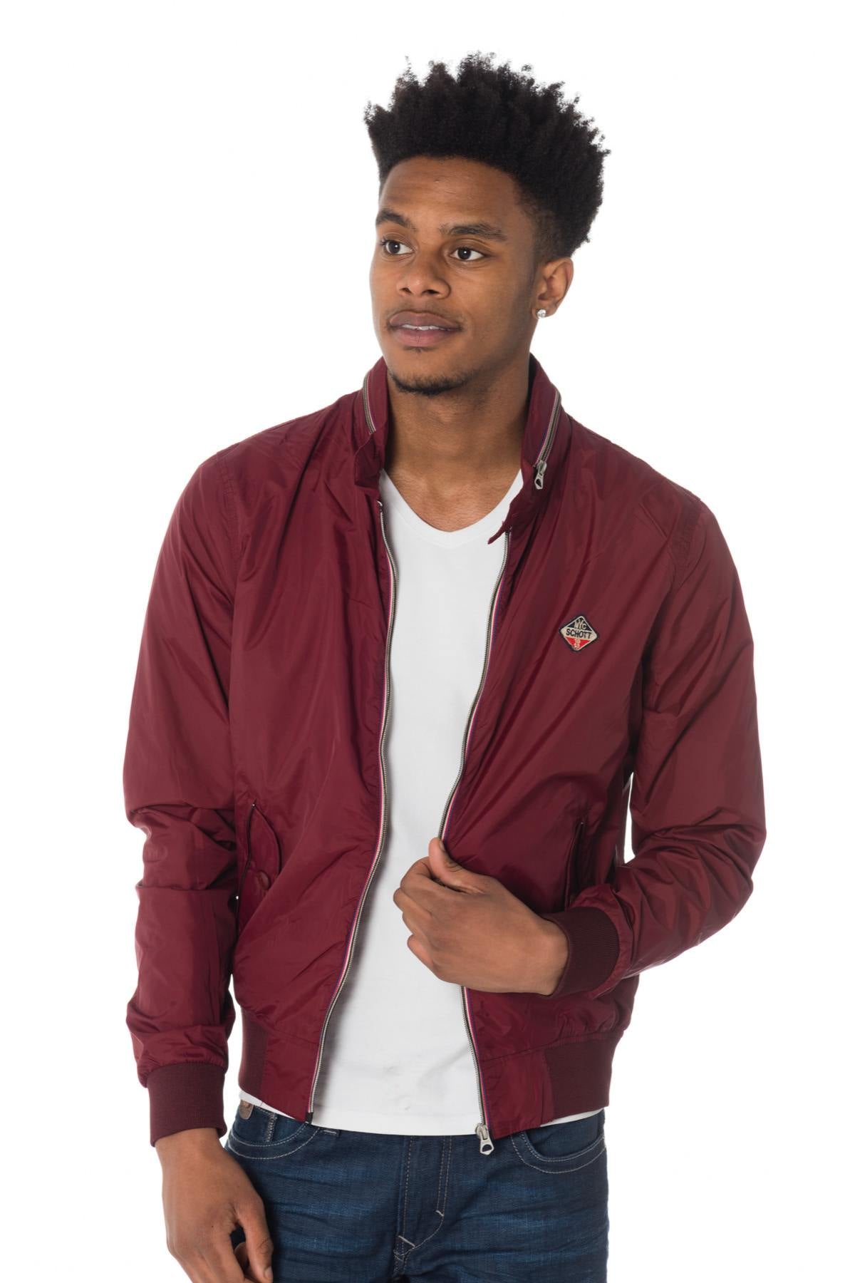 Schott men's burgundy nylon jacket - Image n°3