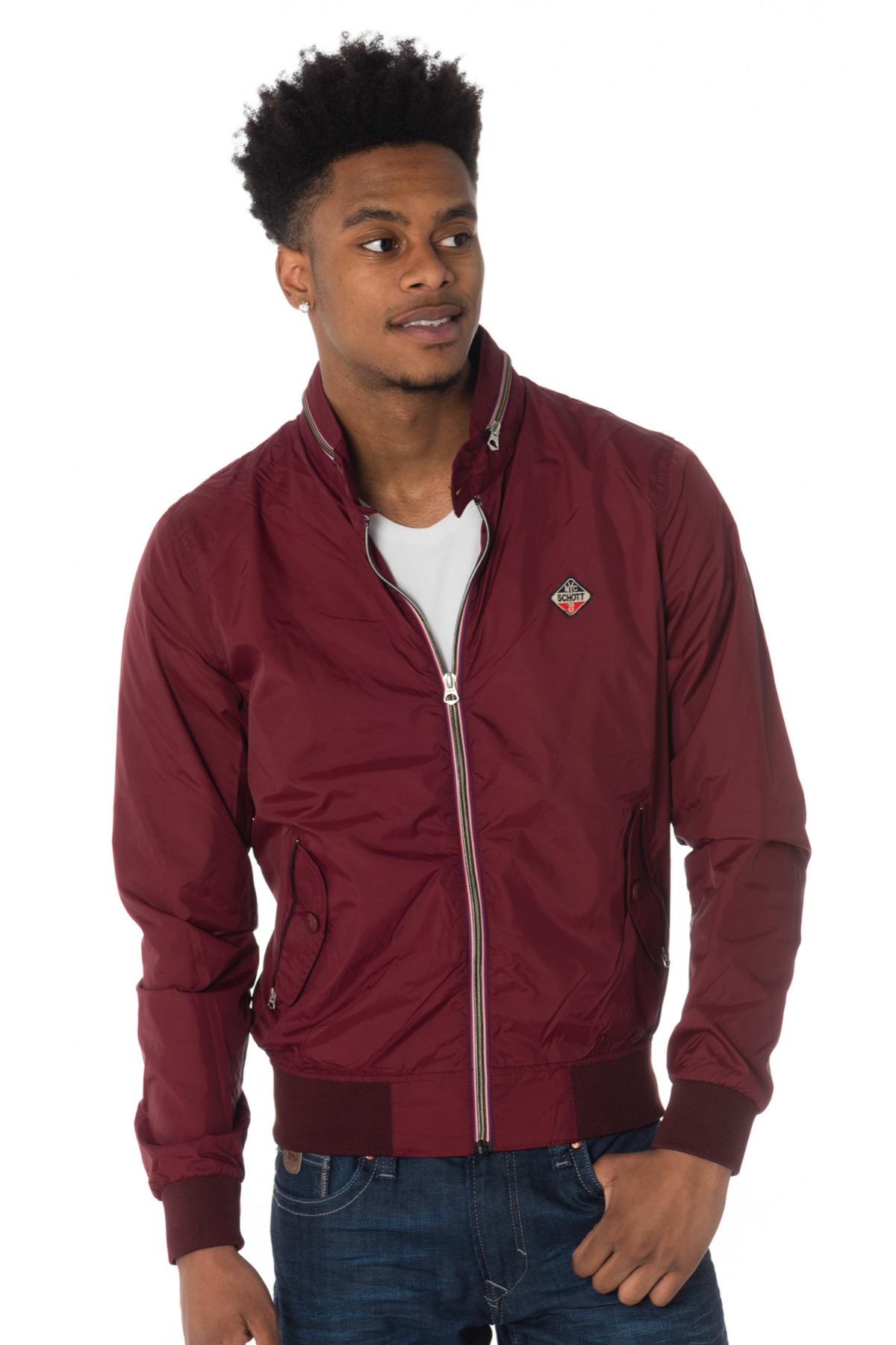 Schott men's burgundy nylon jacket - Image n°1