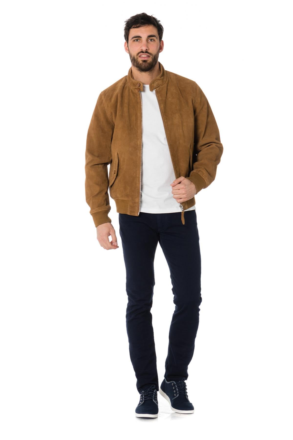  Schott beige goat suede bomber jacket - Image n°2