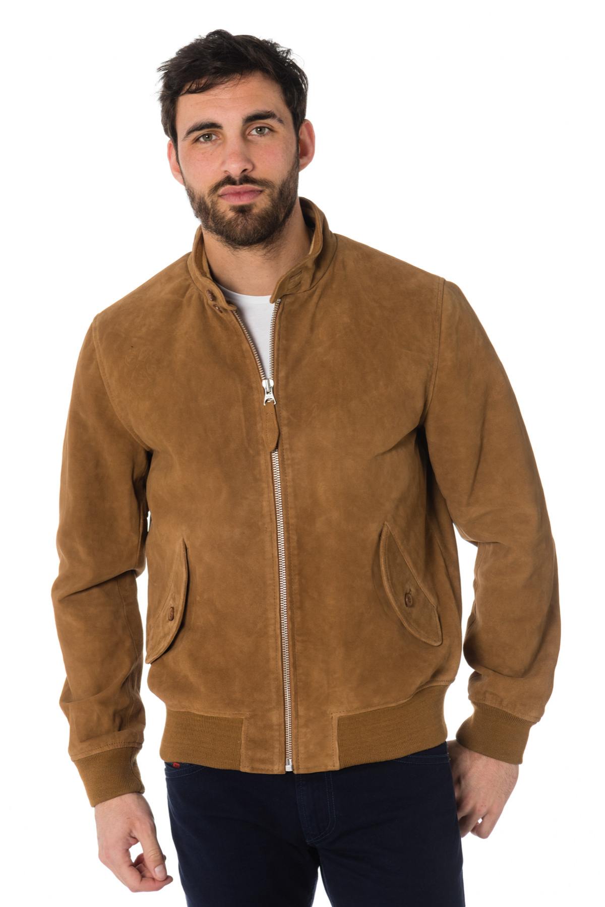  Schott beige goat suede bomber jacket - Image n°1