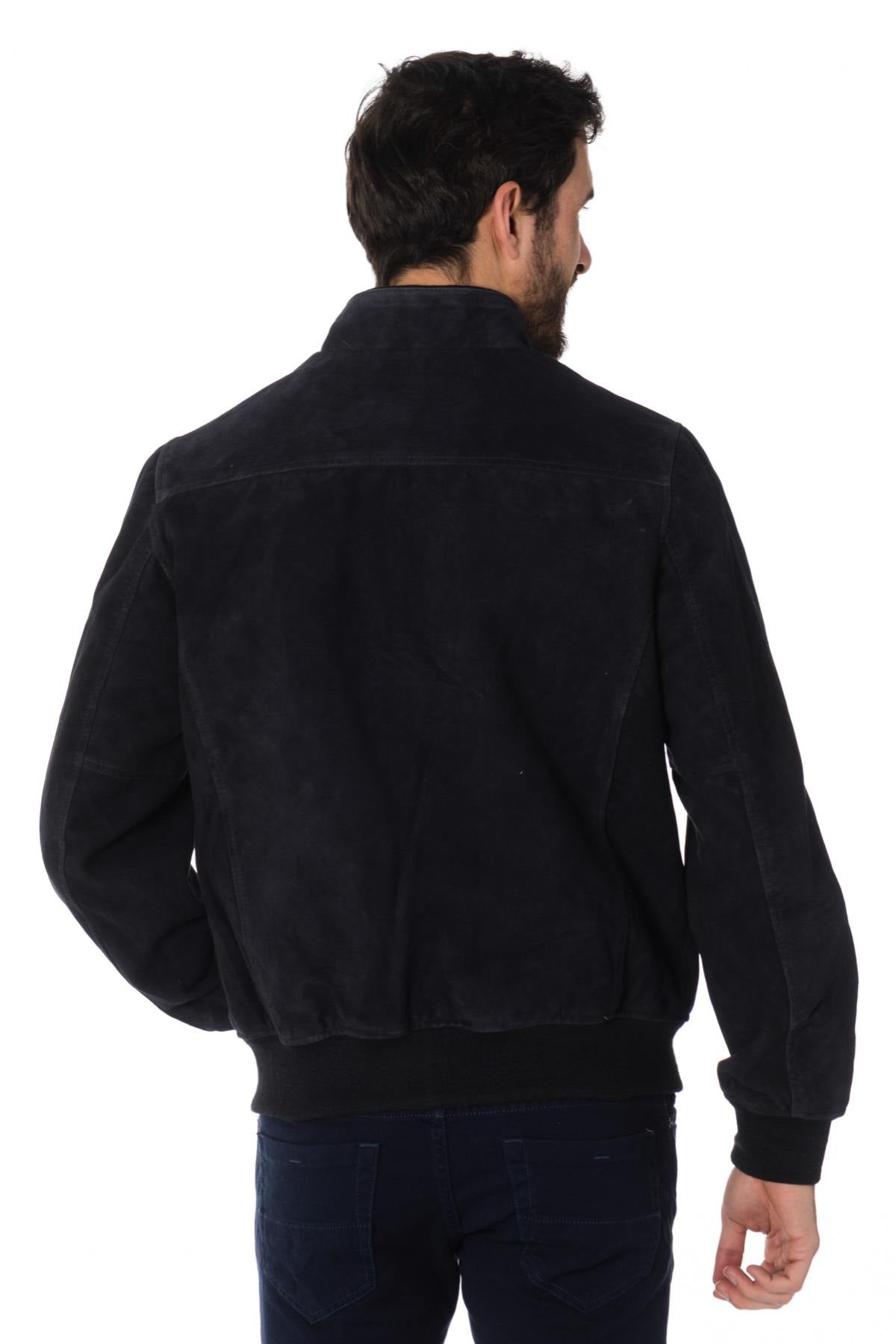 Schott navy blue suede bomber jacket - Image n°4