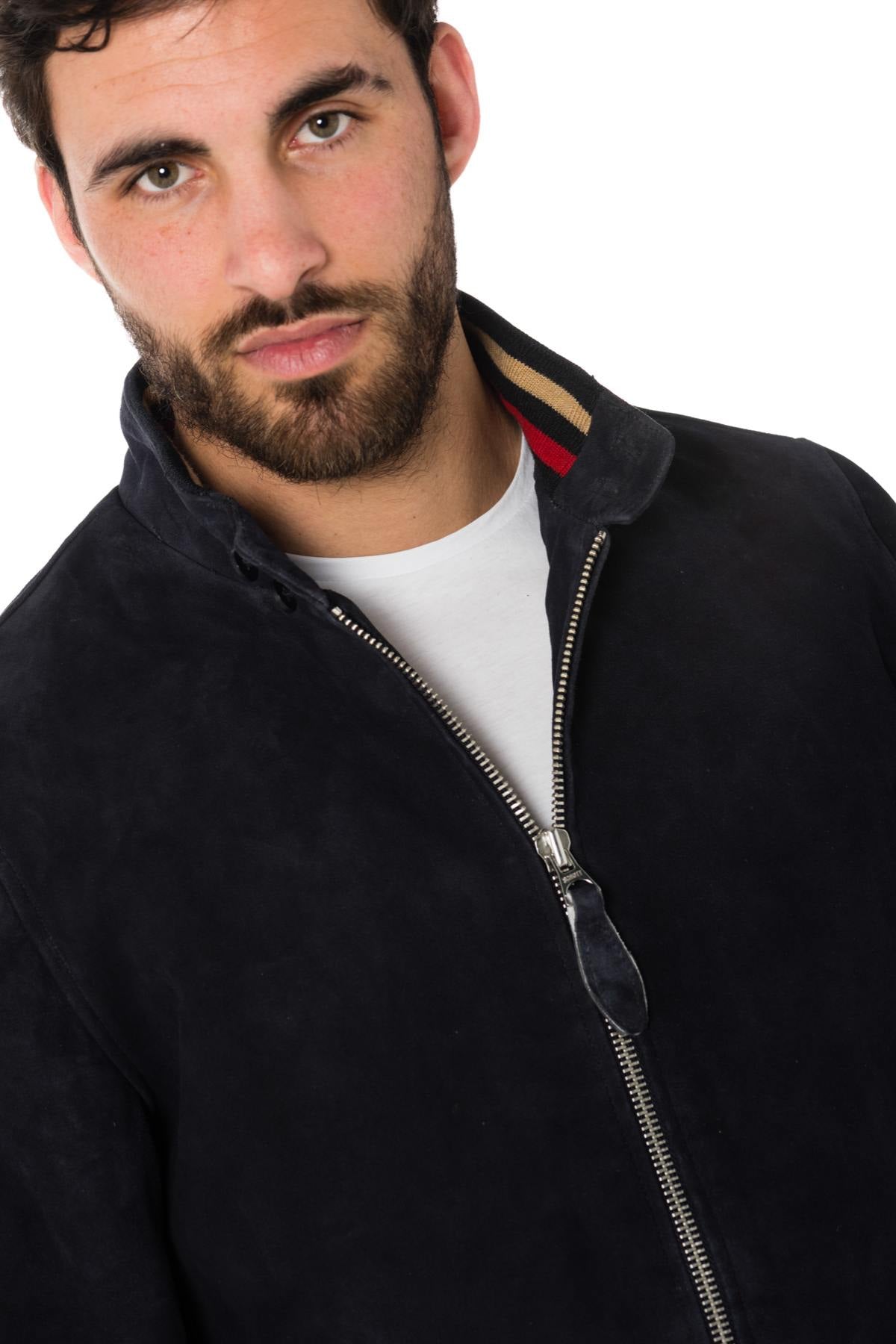 Schott navy blue suede bomber jacket - Image n°6