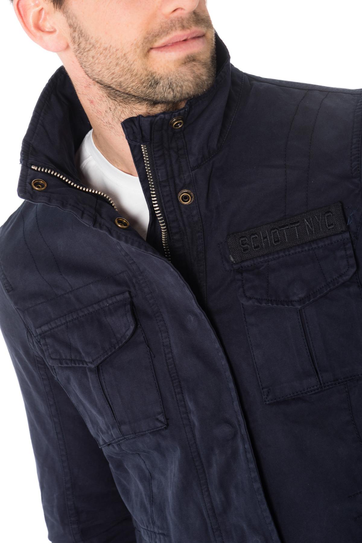 Schott men's navy blue cotton jacket - Image n°6