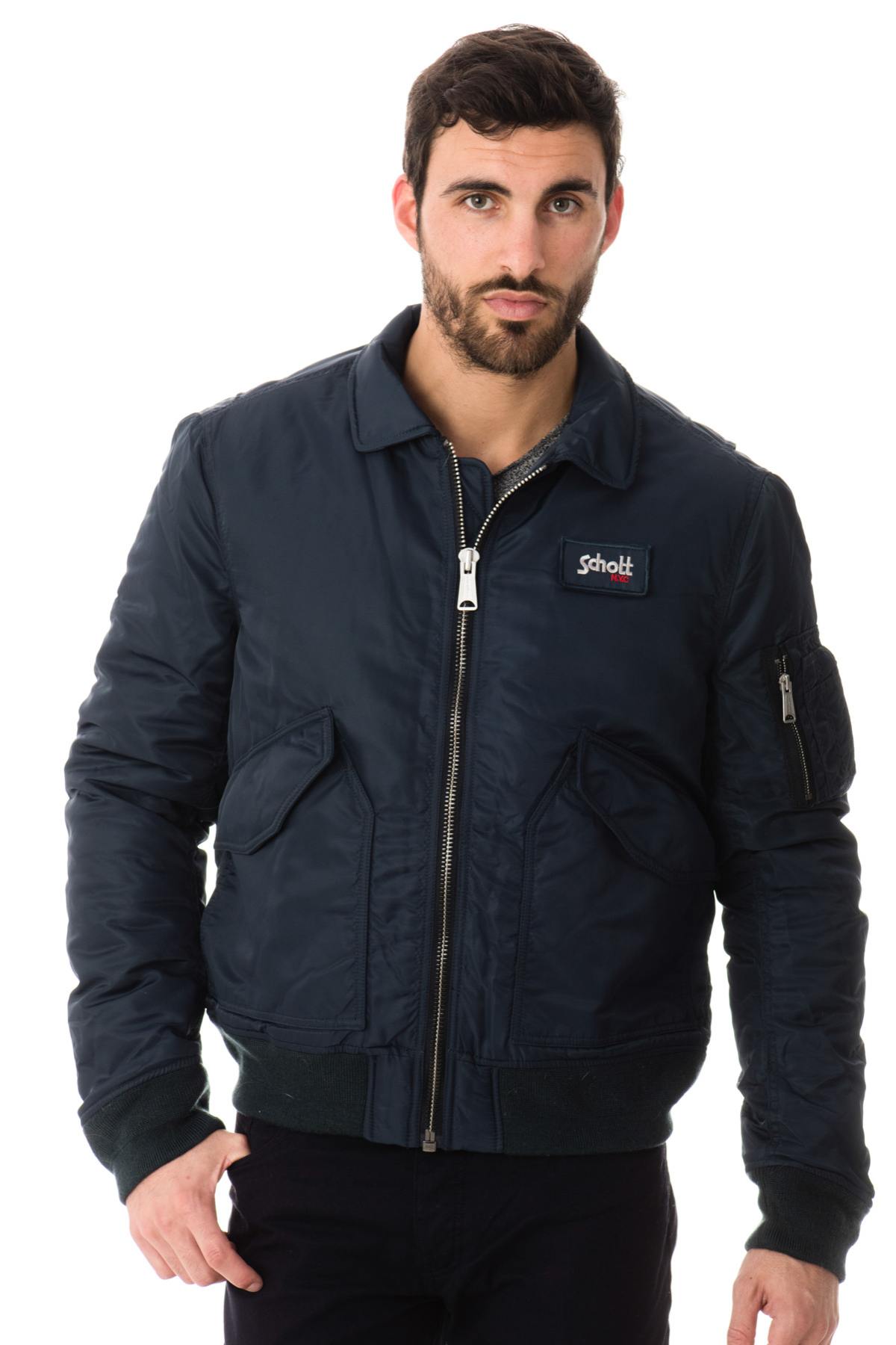 Schott Textile Bombers For Men Navy - Image n°1