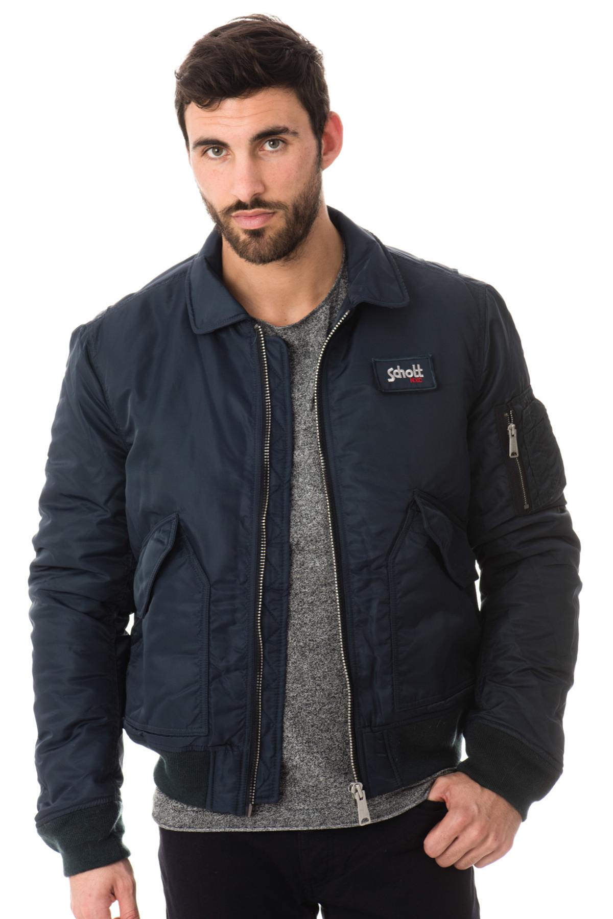 Schott Textile Bombers For Men Navy - Image n°5