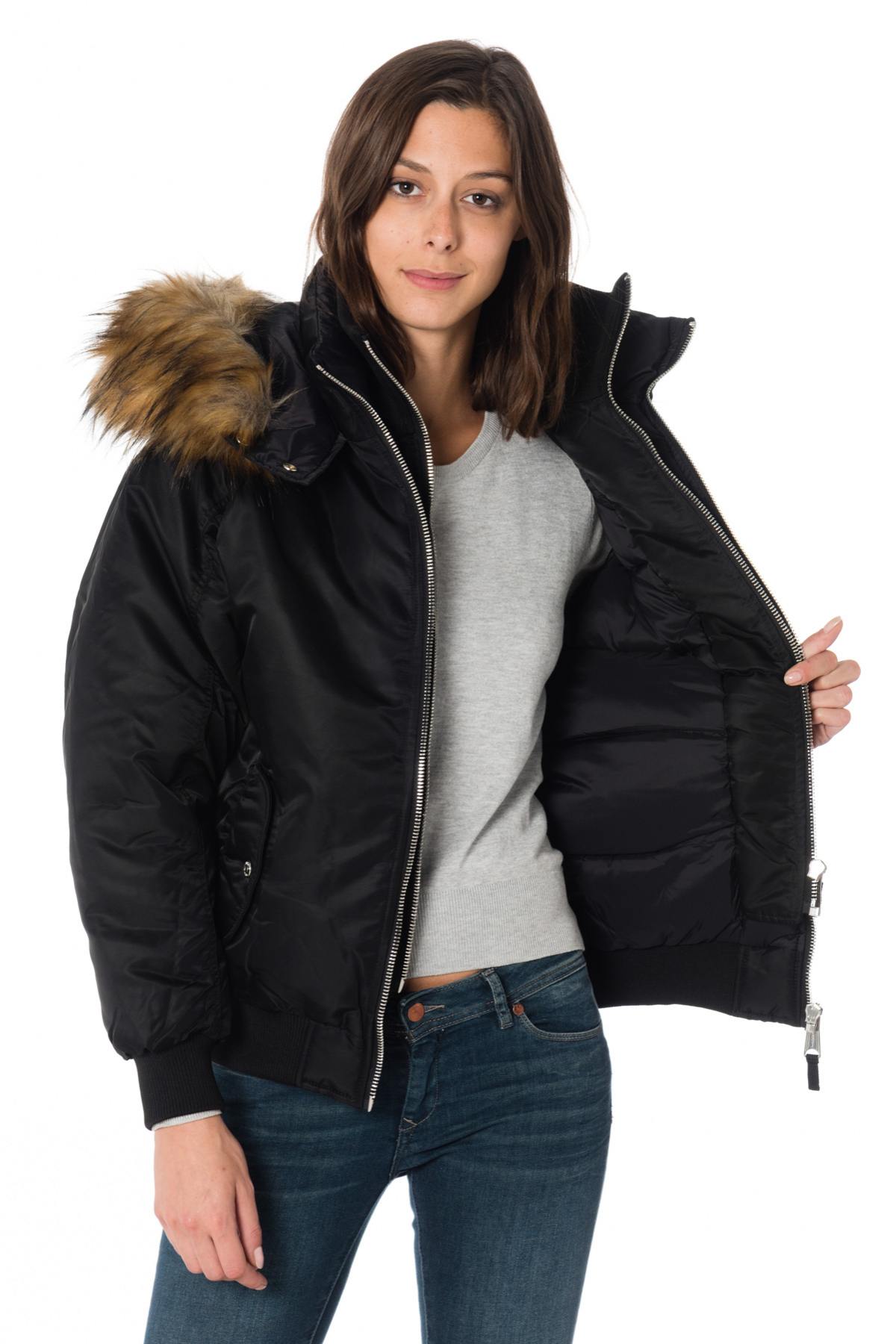 Schott women's bomber jacket with hood and fur - Image n°5